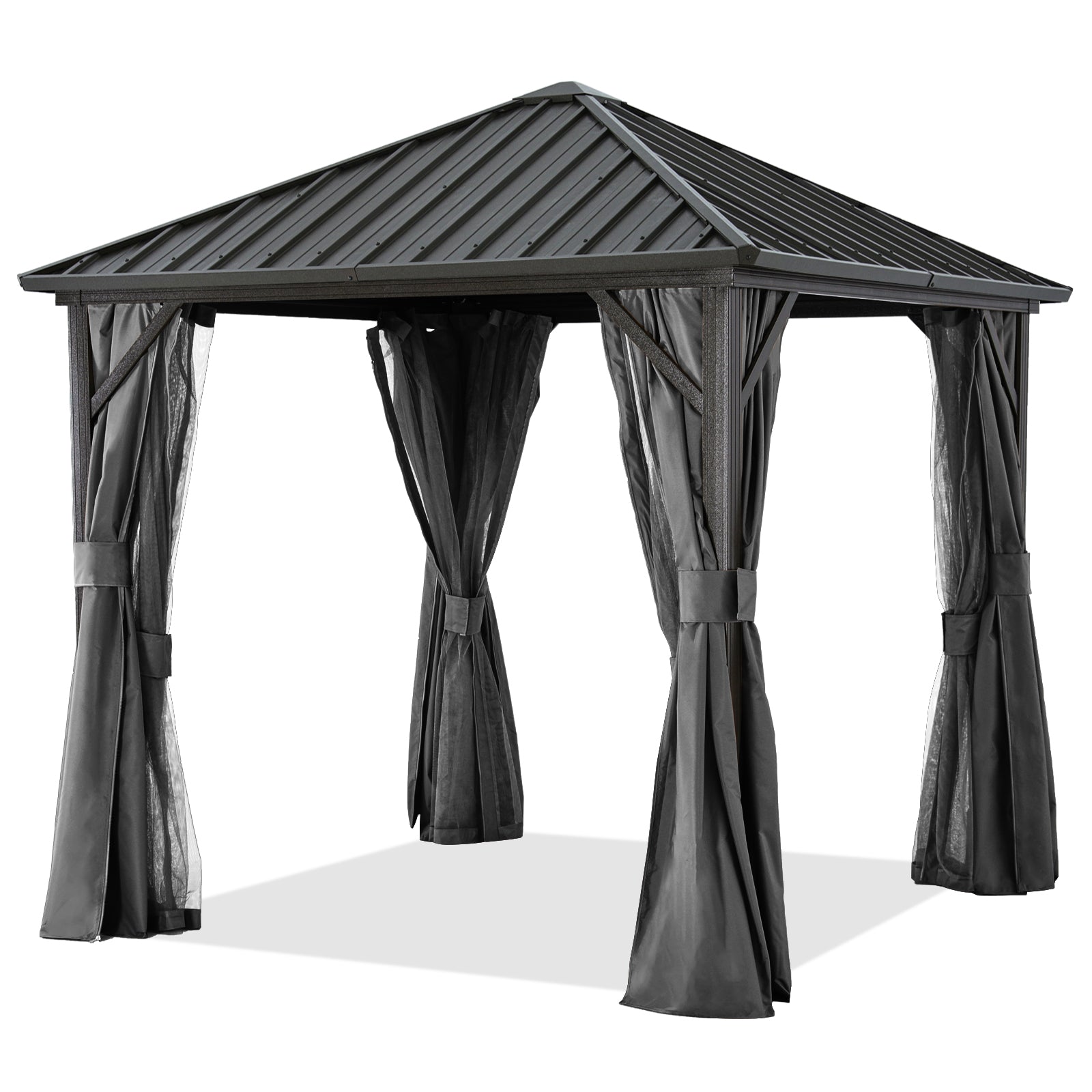 ABCCANOPY Outdoor Hardtop Metal Permanent Gazebo with Netting & Curtain 8x8, 10x10, 10x12, 12x12, 12x16, 12x20