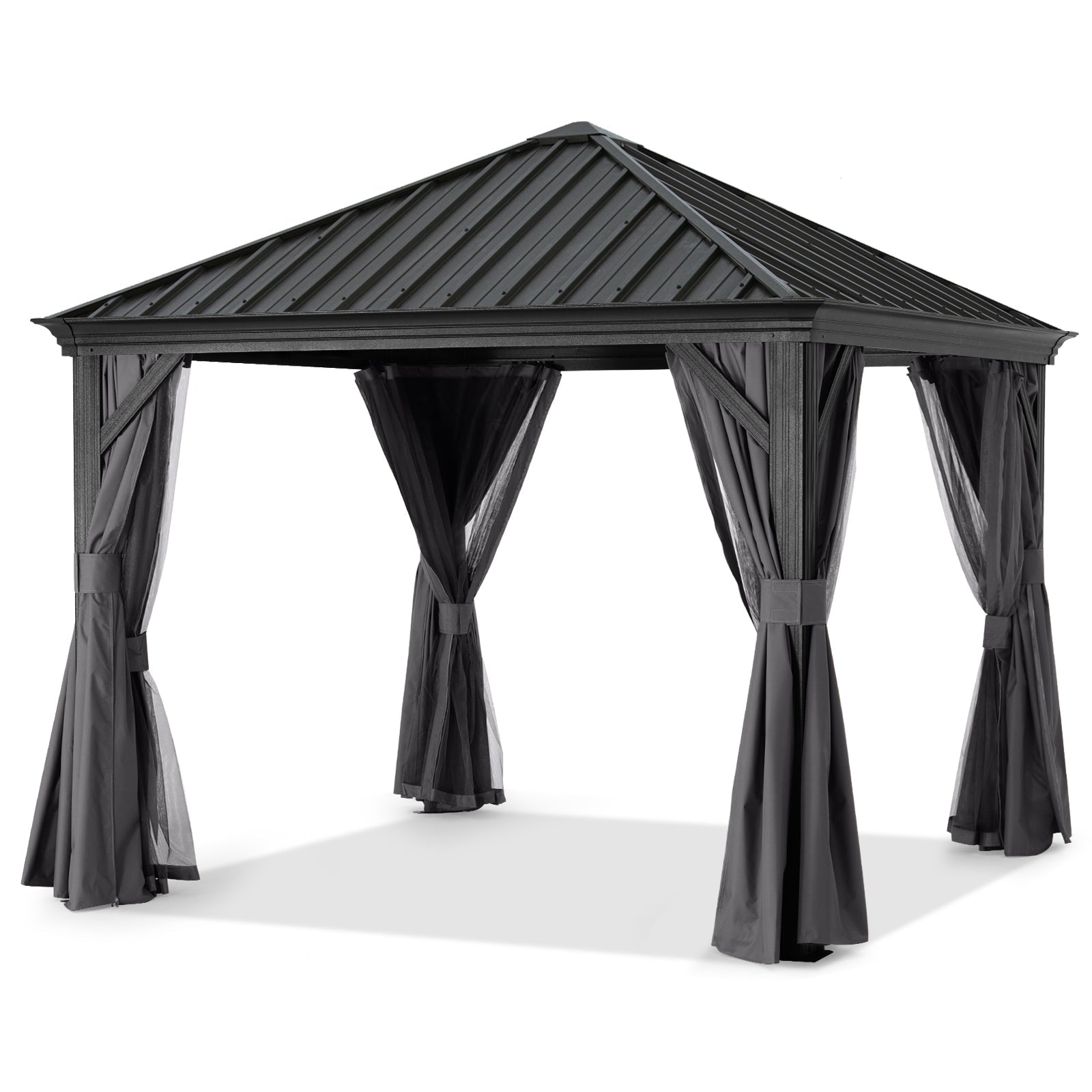 ABCCANOPY Outdoor Hardtop Metal Permanent Gazebo with Netting & Curtain 8x8, 10x10, 10x12, 12x12, 12x16, 12x20