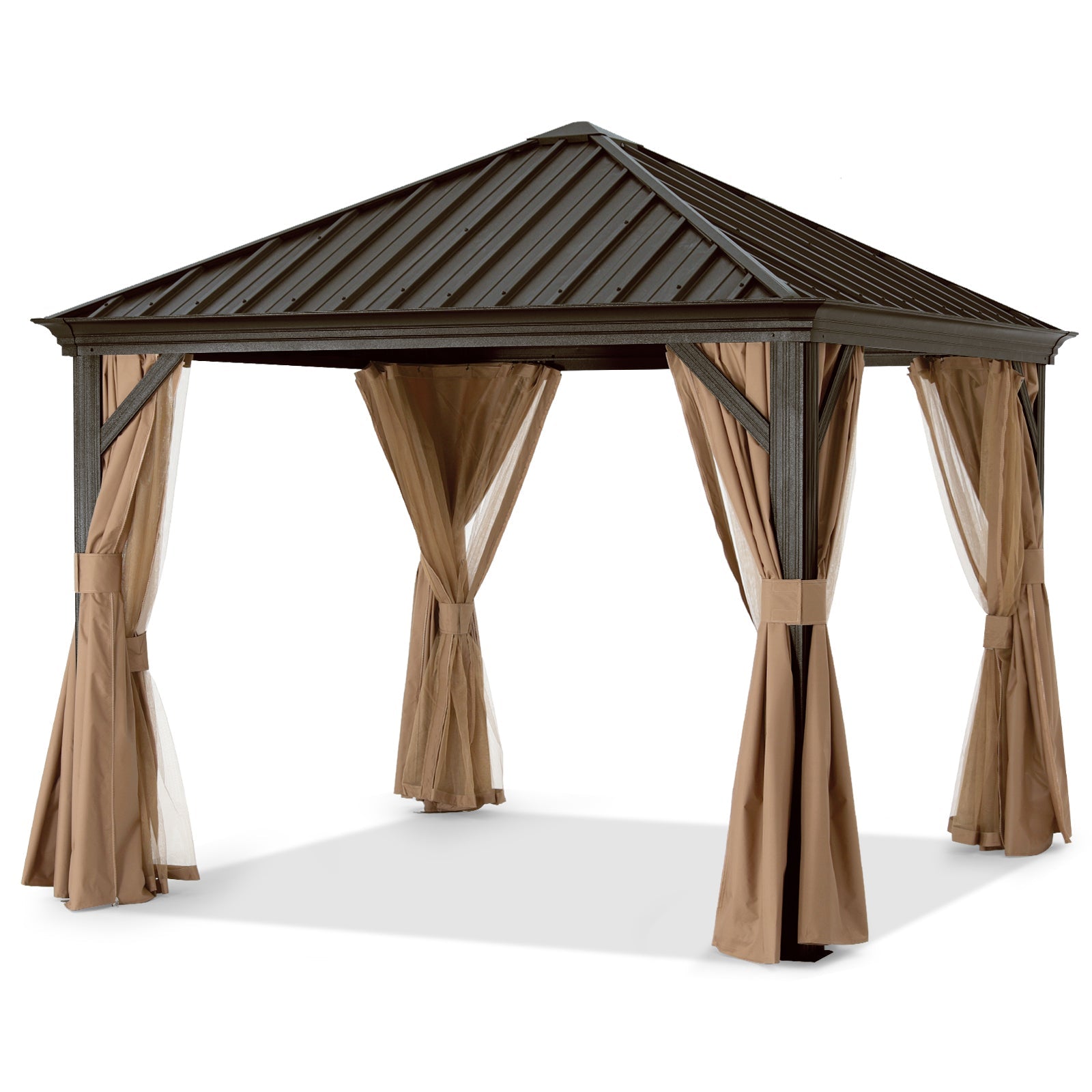 ABCCANOPY Outdoor Hardtop Metal Permanent Gazebo with Netting & Curtain 8x8, 10x10, 10x12, 12x12, 12x16, 12x20