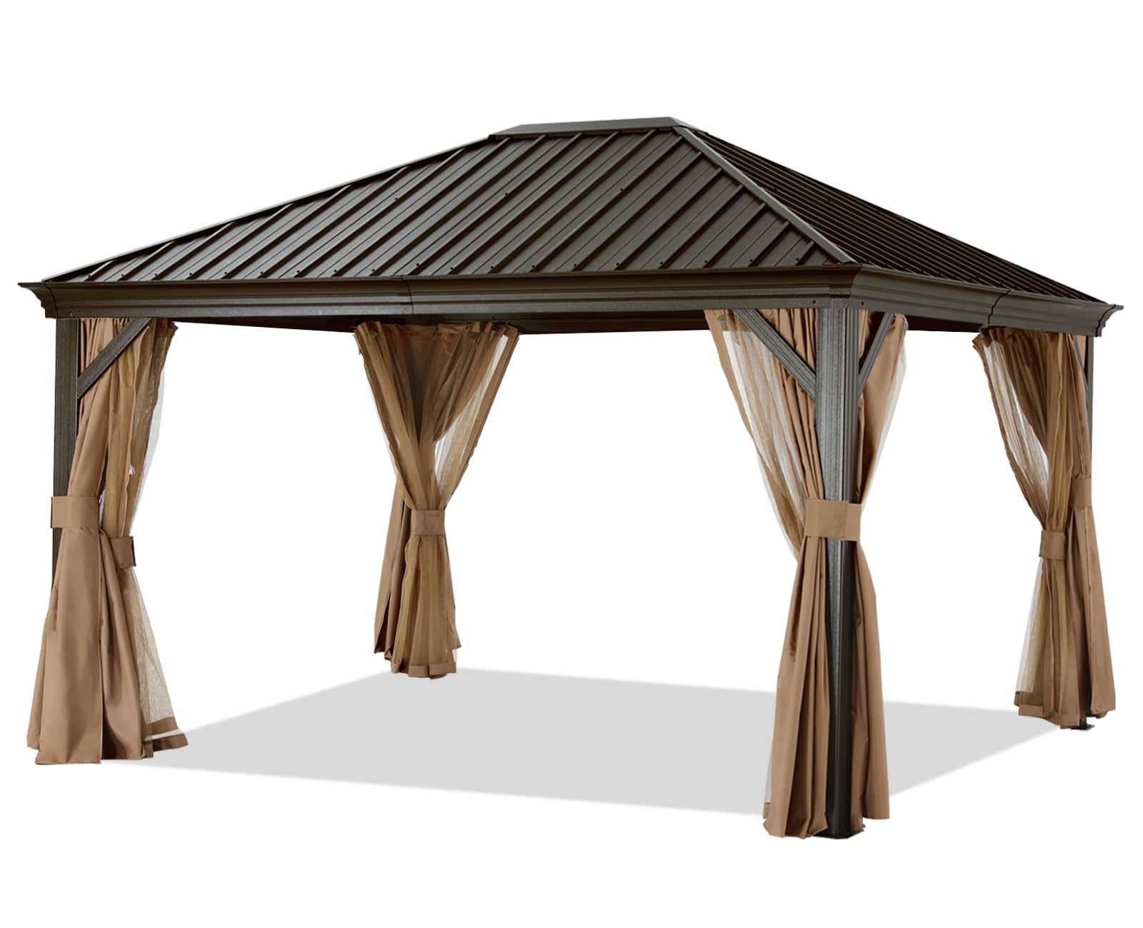 ABCCANOPY Outdoor Hardtop Metal Permanent Gazebo with Netting & Curtain 8x8, 10x10, 10x12, 12x12, 12x16, 12x20