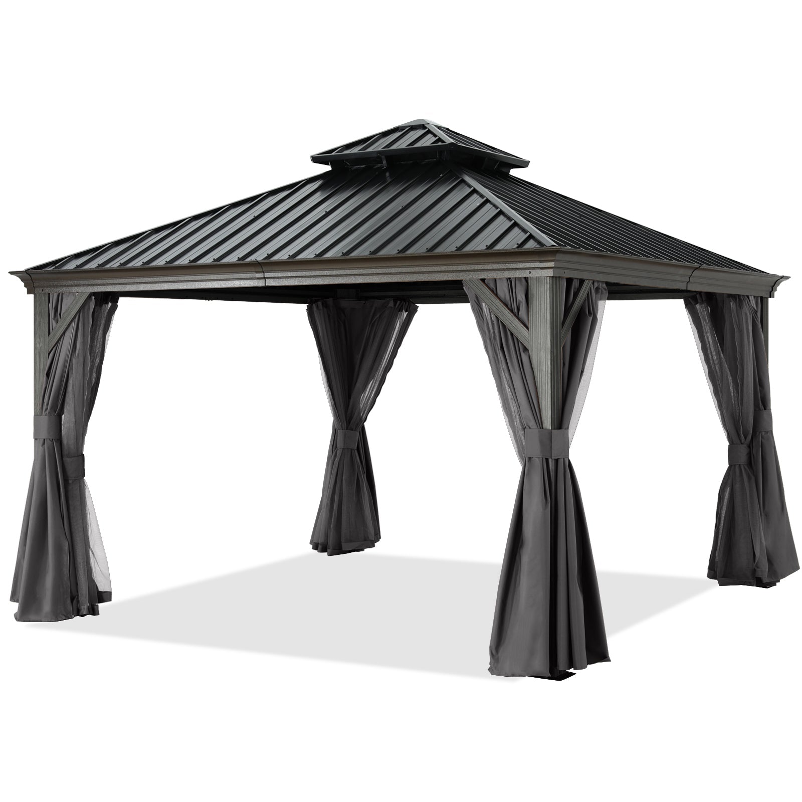 ABCCANOPY Hardtop Gazebo - Outdoor permanent double top gazebo and Netting