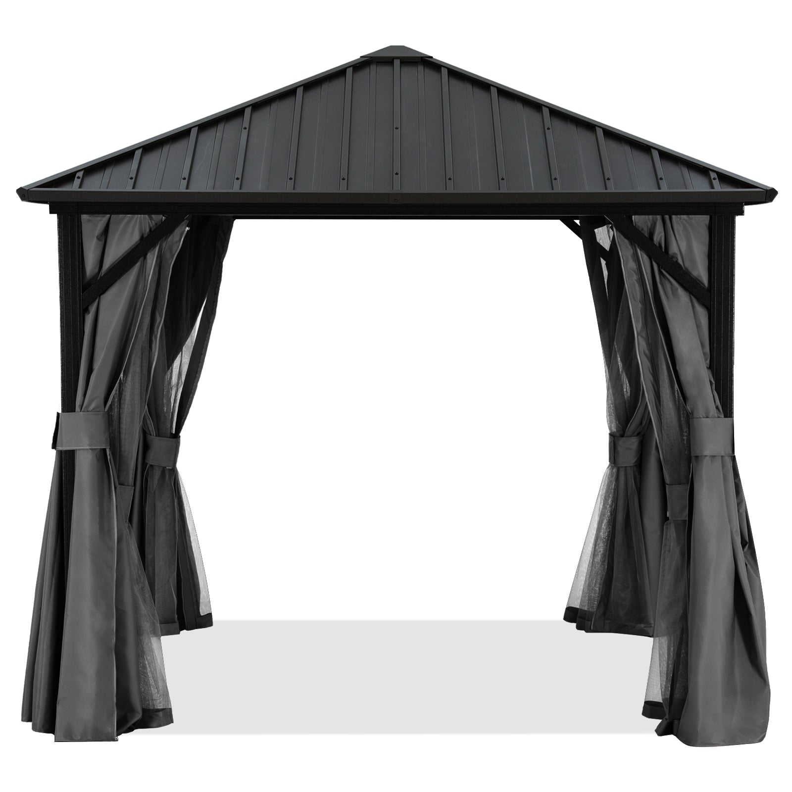 ABCCANOPY Outdoor Hardtop Metal Permanent Gazebo with Netting & Curtain 8x8, 10x10, 10x12, 12x12, 12x16, 12x20