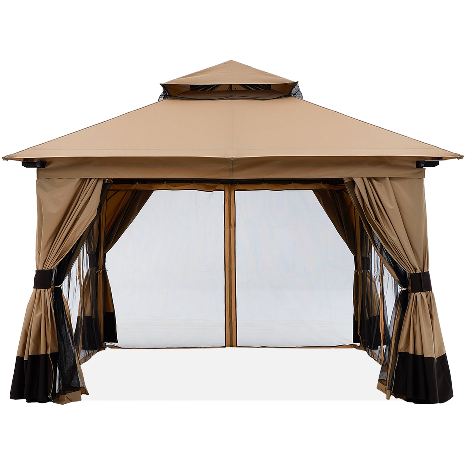 ABCCANOPY Outdoor Double Roof Soft 10x10 Patio Gazebo With Mesh Wall