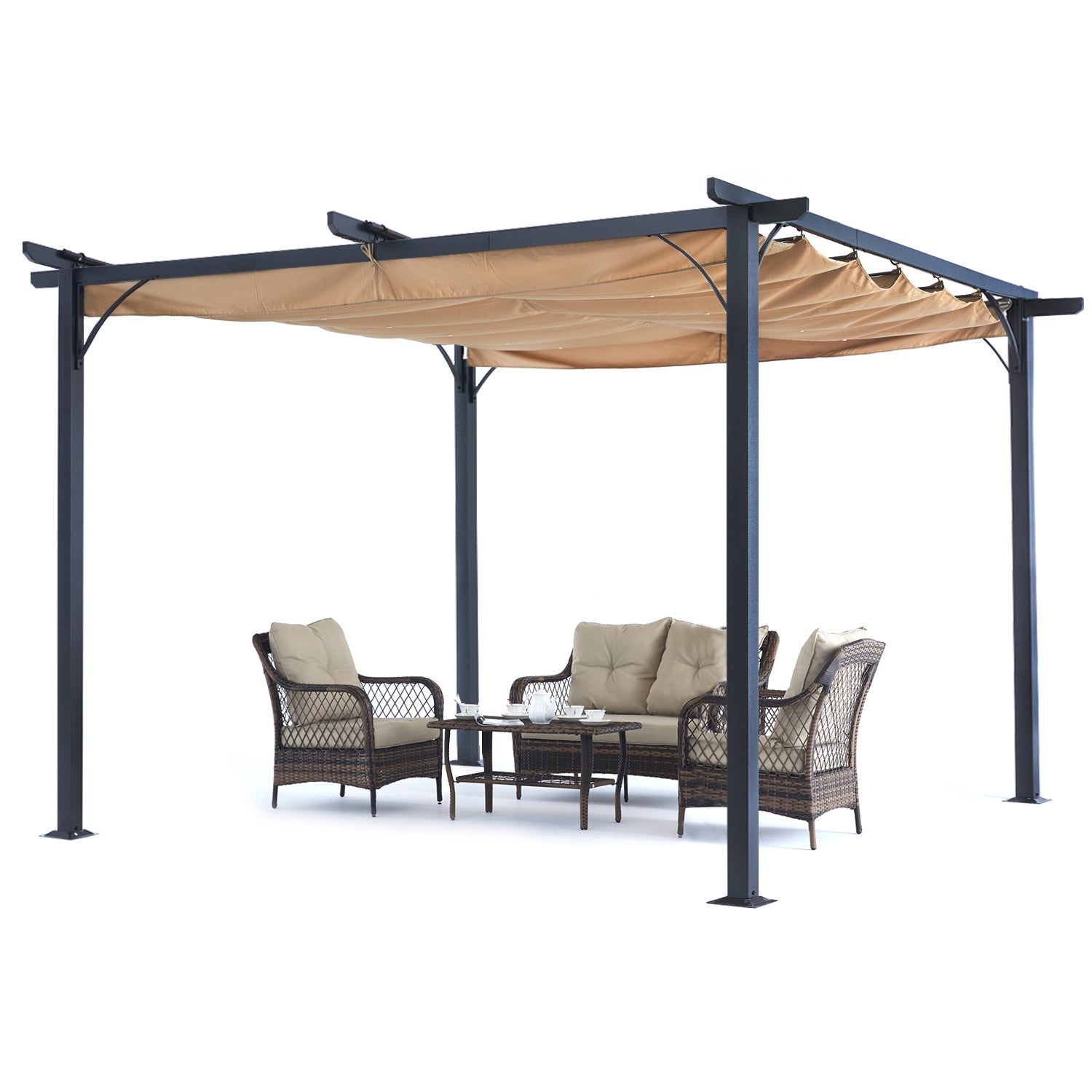 ABCCANOPY Steel Retractable Weather-Resistant Rip-Lock Pergola Gazebo Canopy