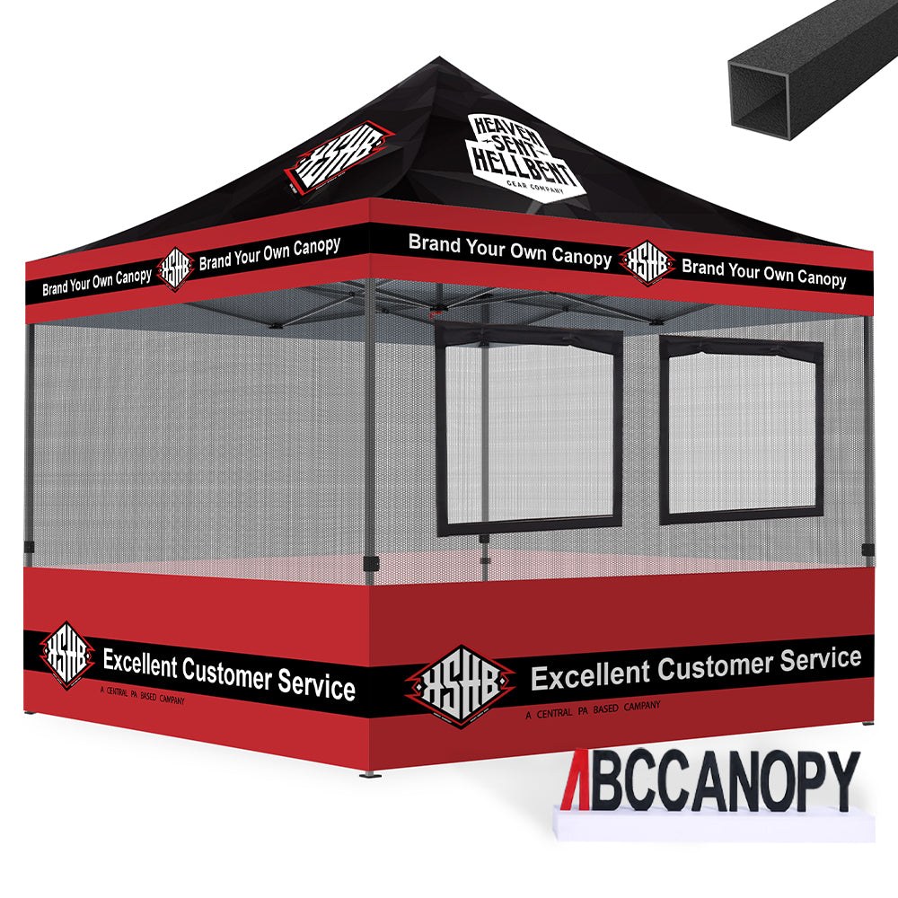 ABCCANOPY Custom Food Booth with 2 Roll-Up Serving Windows & Commercial-Grade Mesh