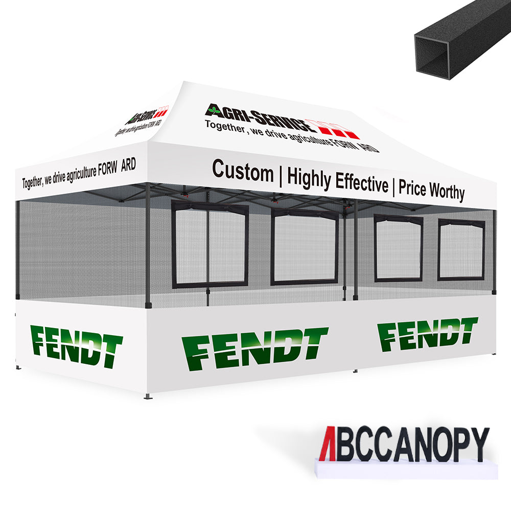 ABCCANOPY Custom Food Booth with Roll-Up Windows & Mesh 10x10, 10x15, 10x20