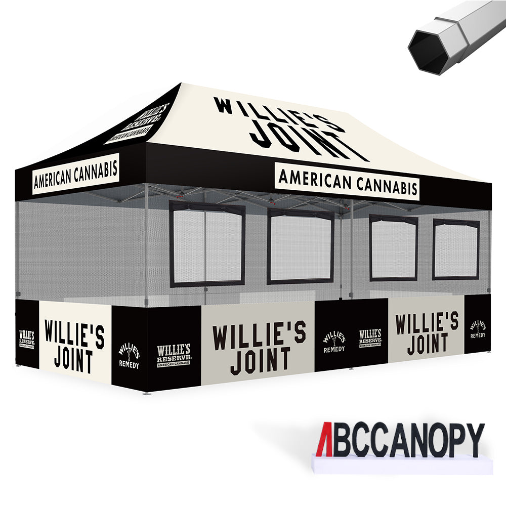 ABCCANOPY Custom Food Booth with 2 Roll-Up Serving Windows & Commercial-Grade Mesh