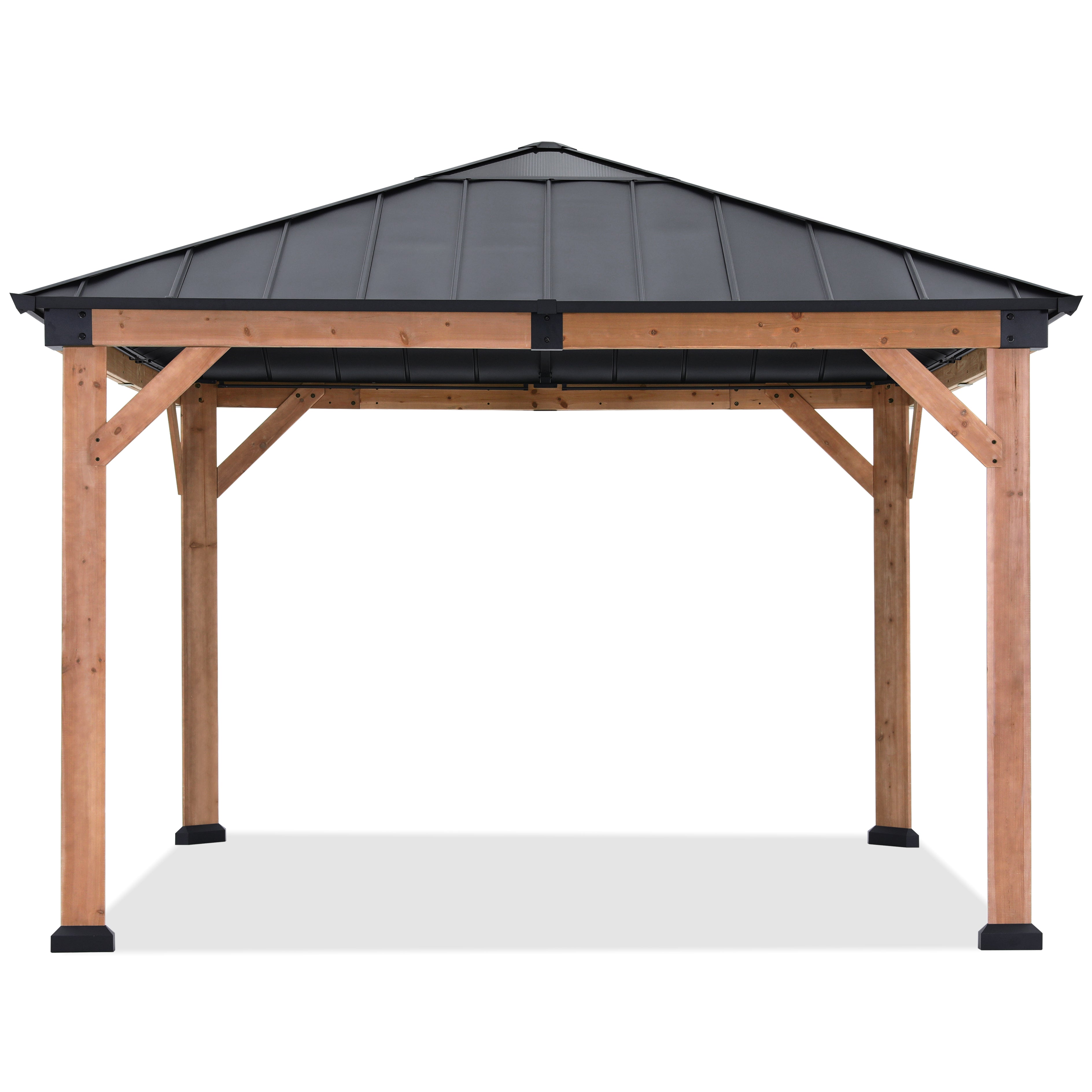 ABCCANOPY Outdoor 11x11/11x13 Wooden Gazebo with Hardtop Metal Roof