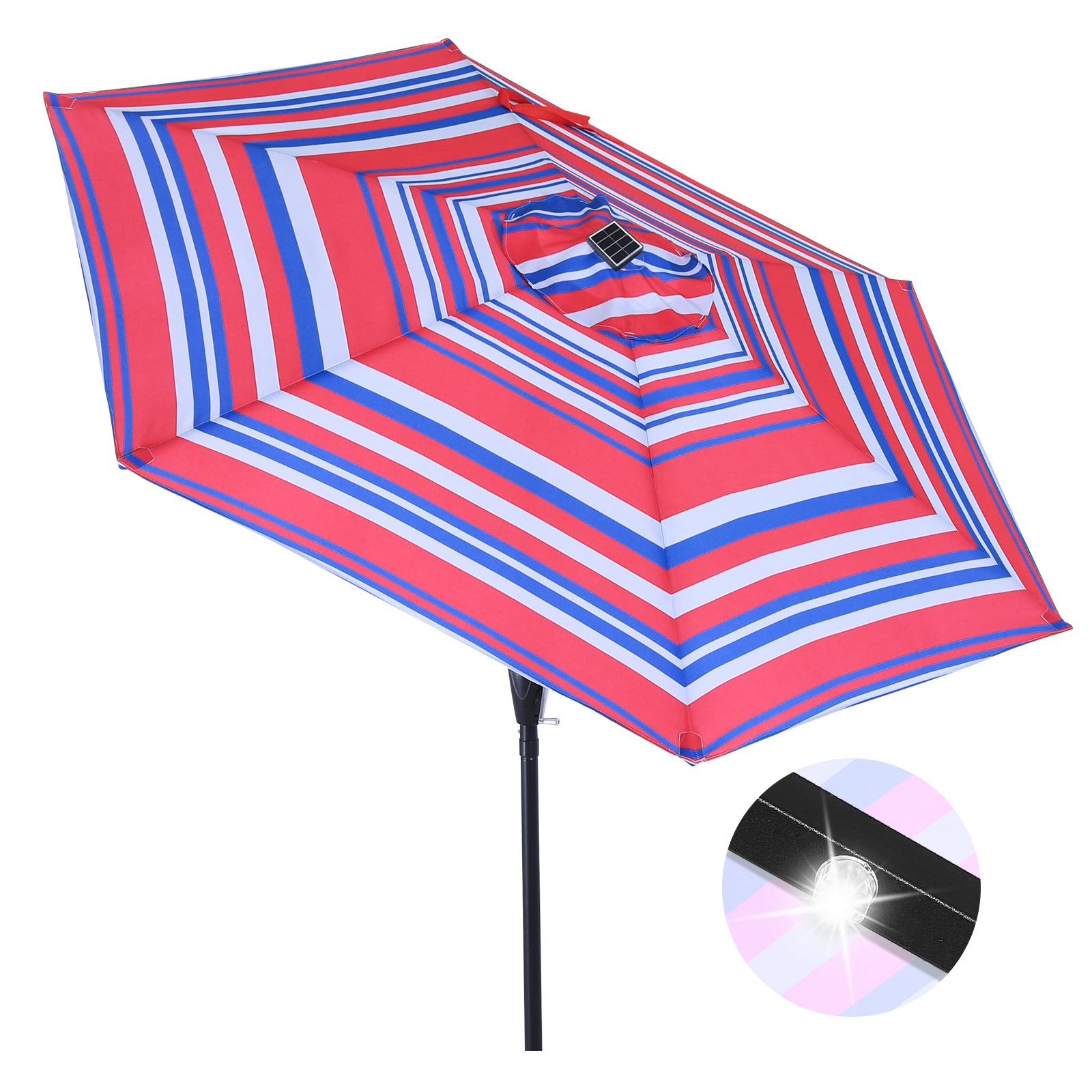 ABCCANOPY Outdoor Solar Patio Umbrella 7.5FT with 32 LED Lights 6 Ribs