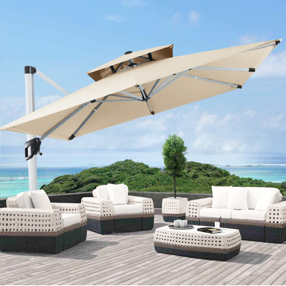 ABCCANOPY Cantilever Patio Umbrella Double Top with 360° Rotation