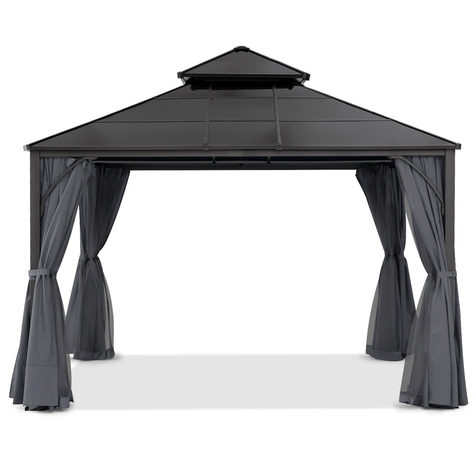 ABCCANOPY Outdoor Hardtop Metal Permanent Gazebo with Curtain and Netting