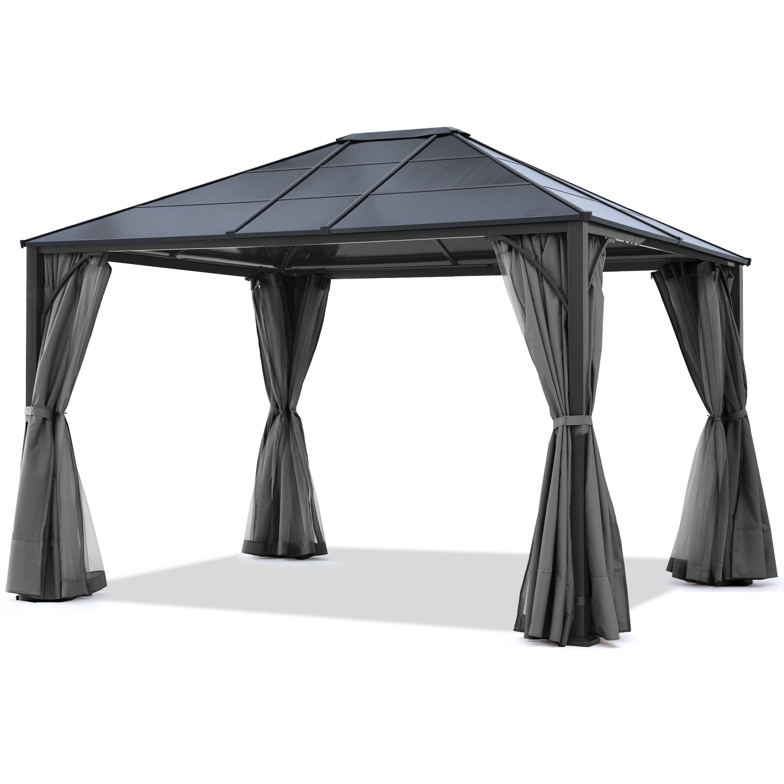 ABCCANOPY Outdoor Hardtop Metal Permanent Gazebo with Curtain and Netting