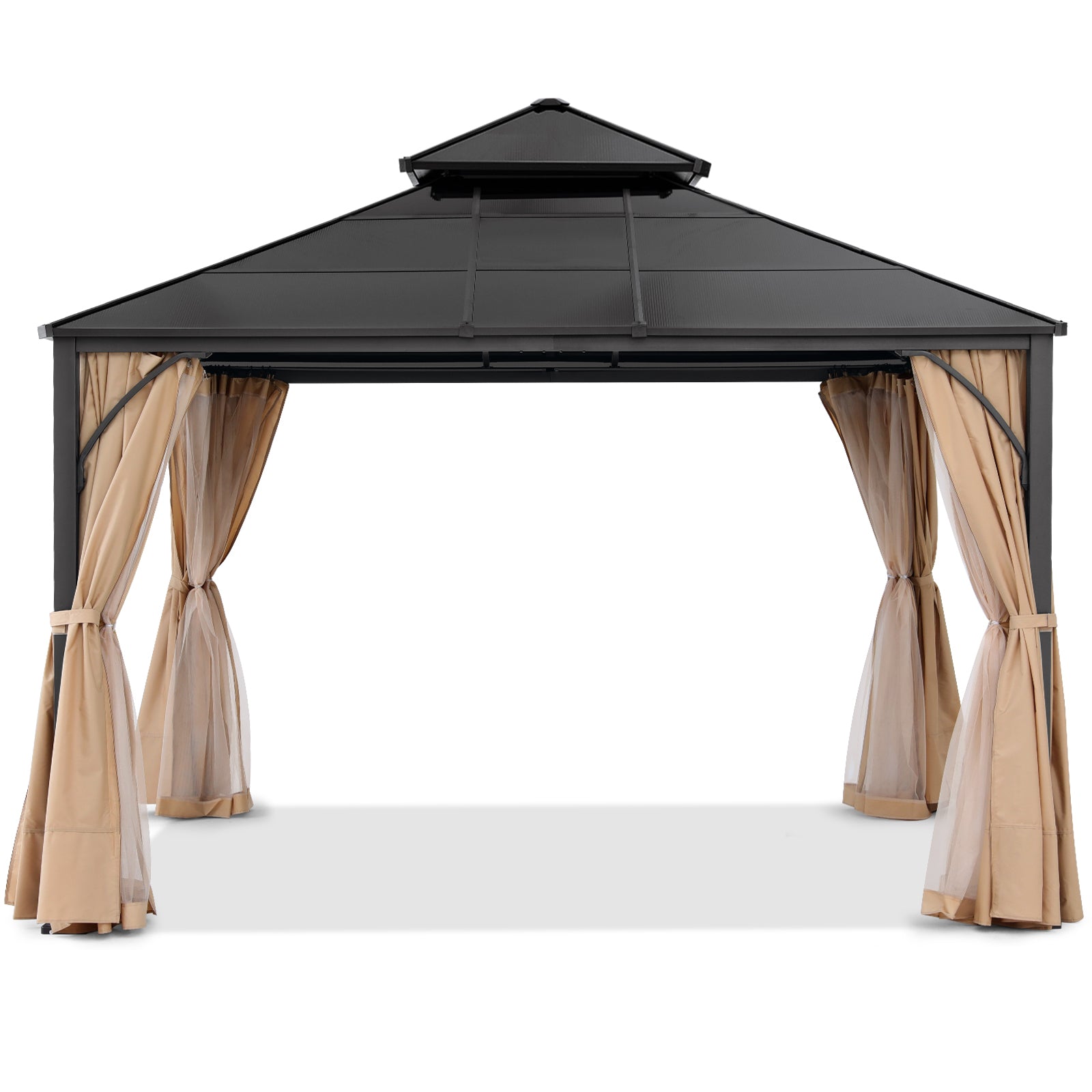 ABCCANOPY Outdoor Hardtop Metal Permanent Gazebo with Curtain and Netting