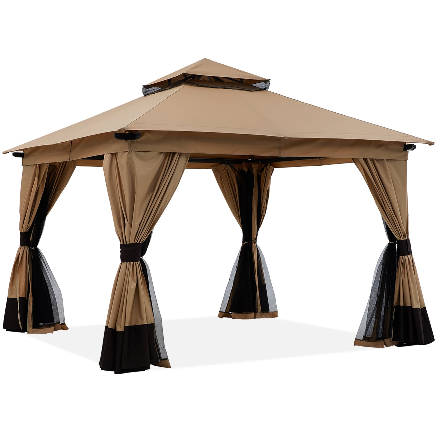 ABCCANOPY Outdoor Double Roof Soft 10x10 Patio Gazebo With Mesh Wall