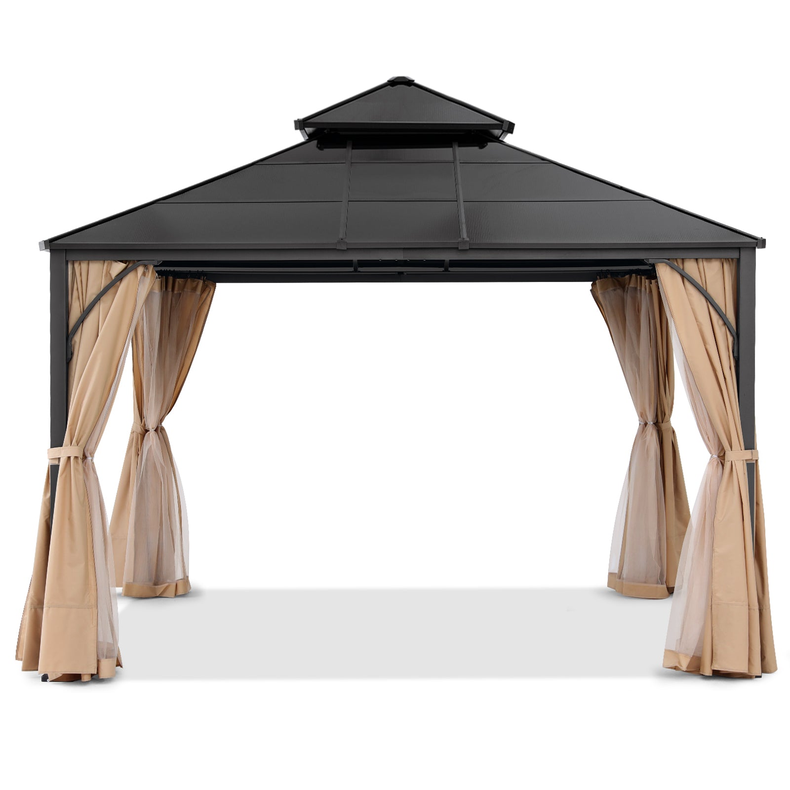 ABCCANOPY Outdoor Hardtop Metal Permanent Gazebo with Curtain and Netting