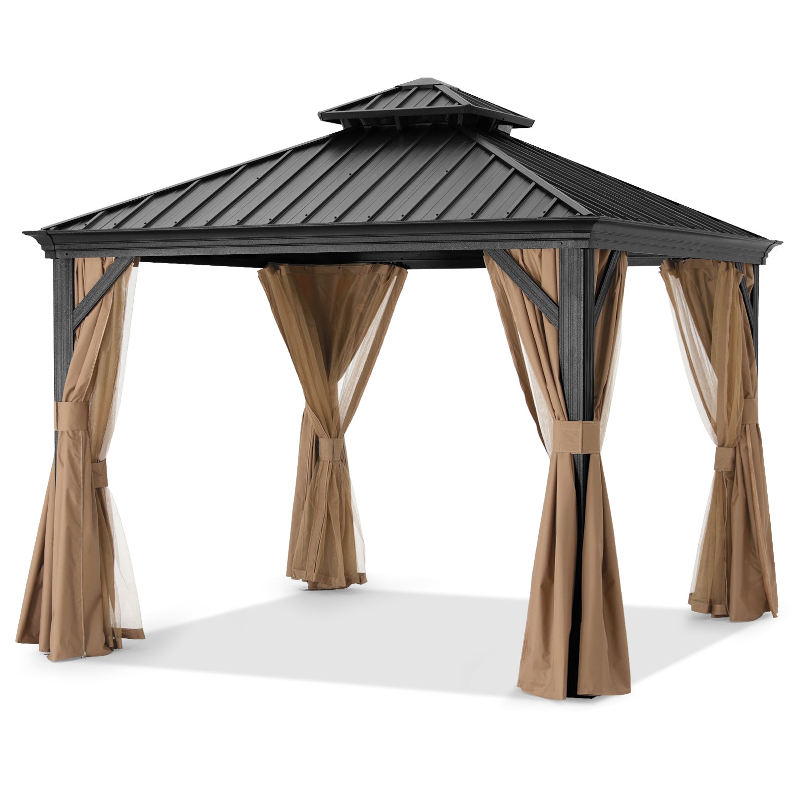 ABCCANOPY Hardtop Gazebo - Outdoor permanent double top gazebo and Netting