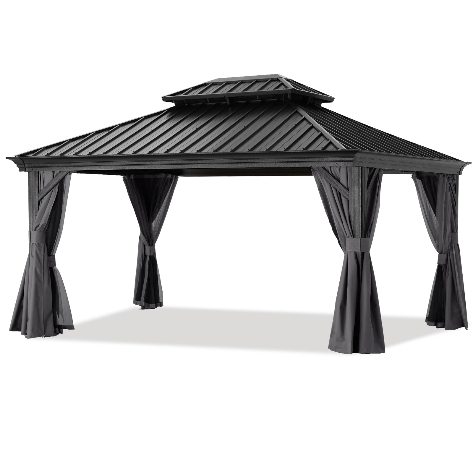 ABCCANOPY Hardtop Gazebo - Outdoor permanent double top gazebo and Netting