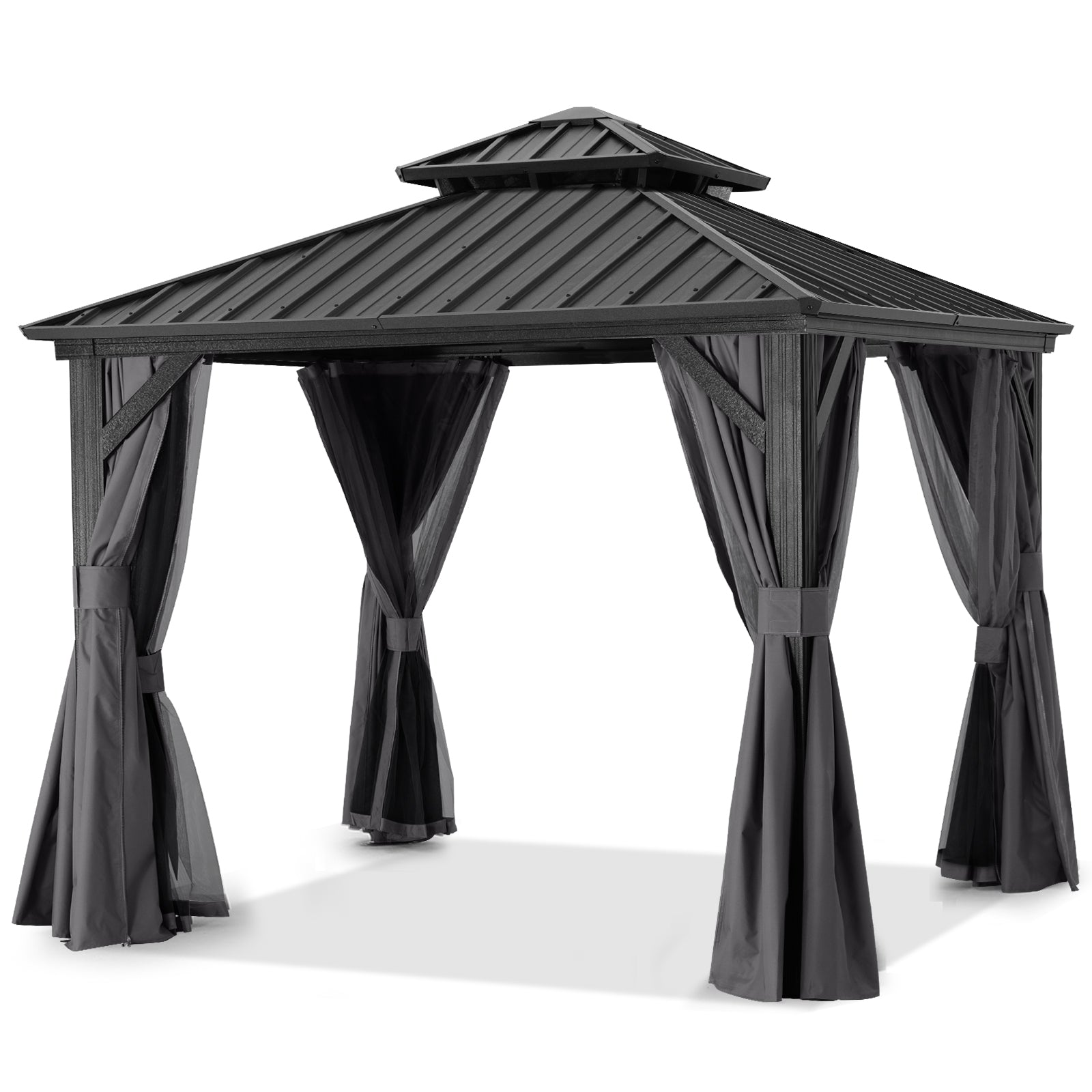 ABCCANOPY Hardtop Gazebo - Outdoor permanent double top gazebo and Netting