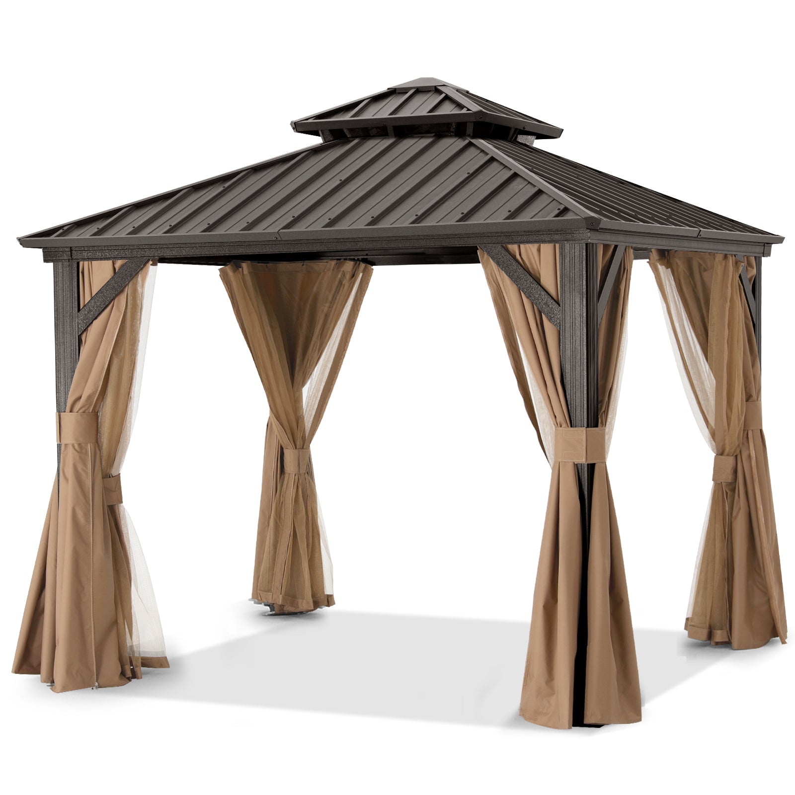 ABCCANOPY Hardtop Gazebo - Outdoor permanent double top gazebo and Netting