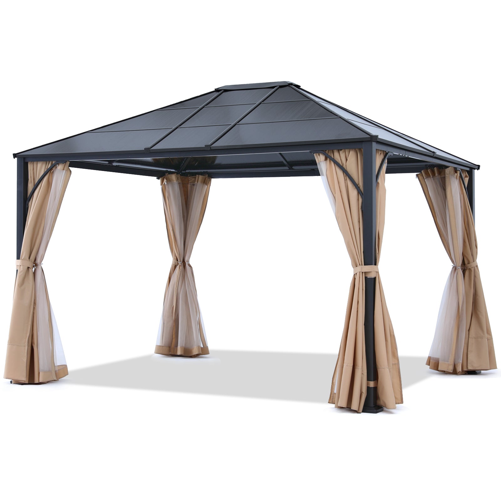 ABCCANOPY Outdoor Hardtop Metal Permanent Gazebo with Curtain and Netting