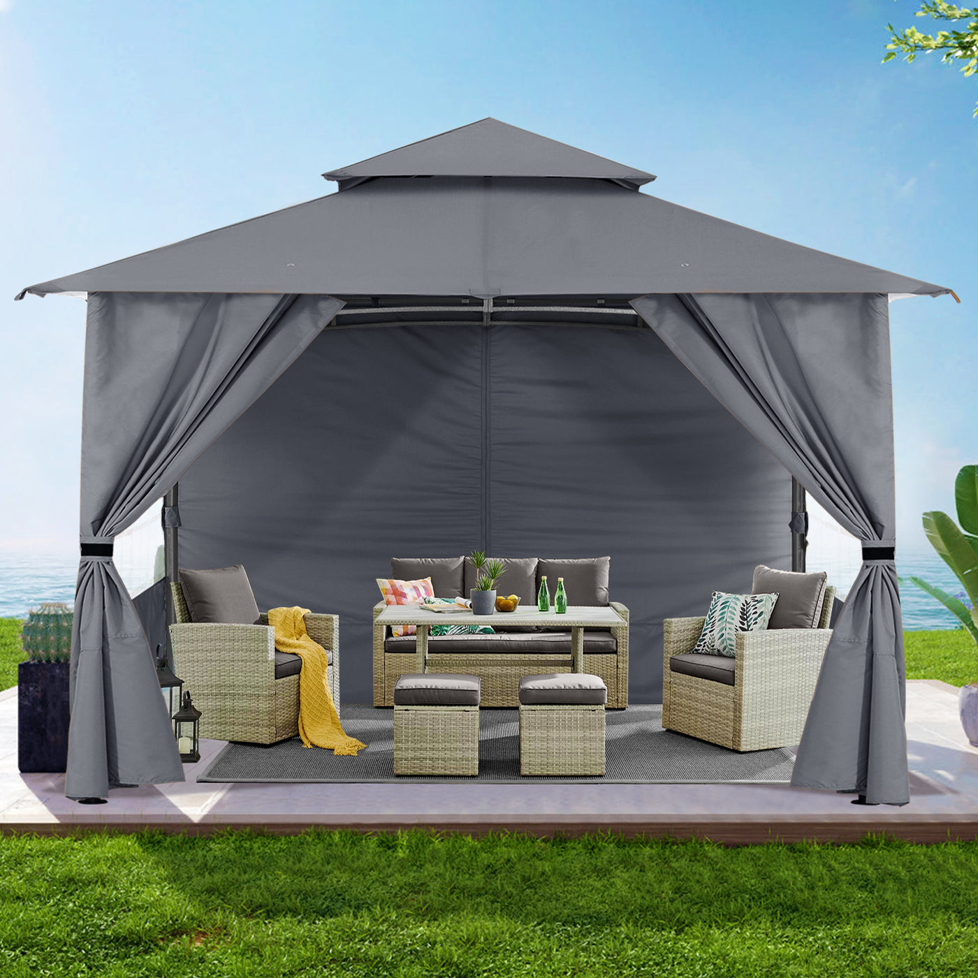 ABCCANOPY Outdoor Gazebo with Sidewalls and Church Window for 8x8, 10x10, 10x12