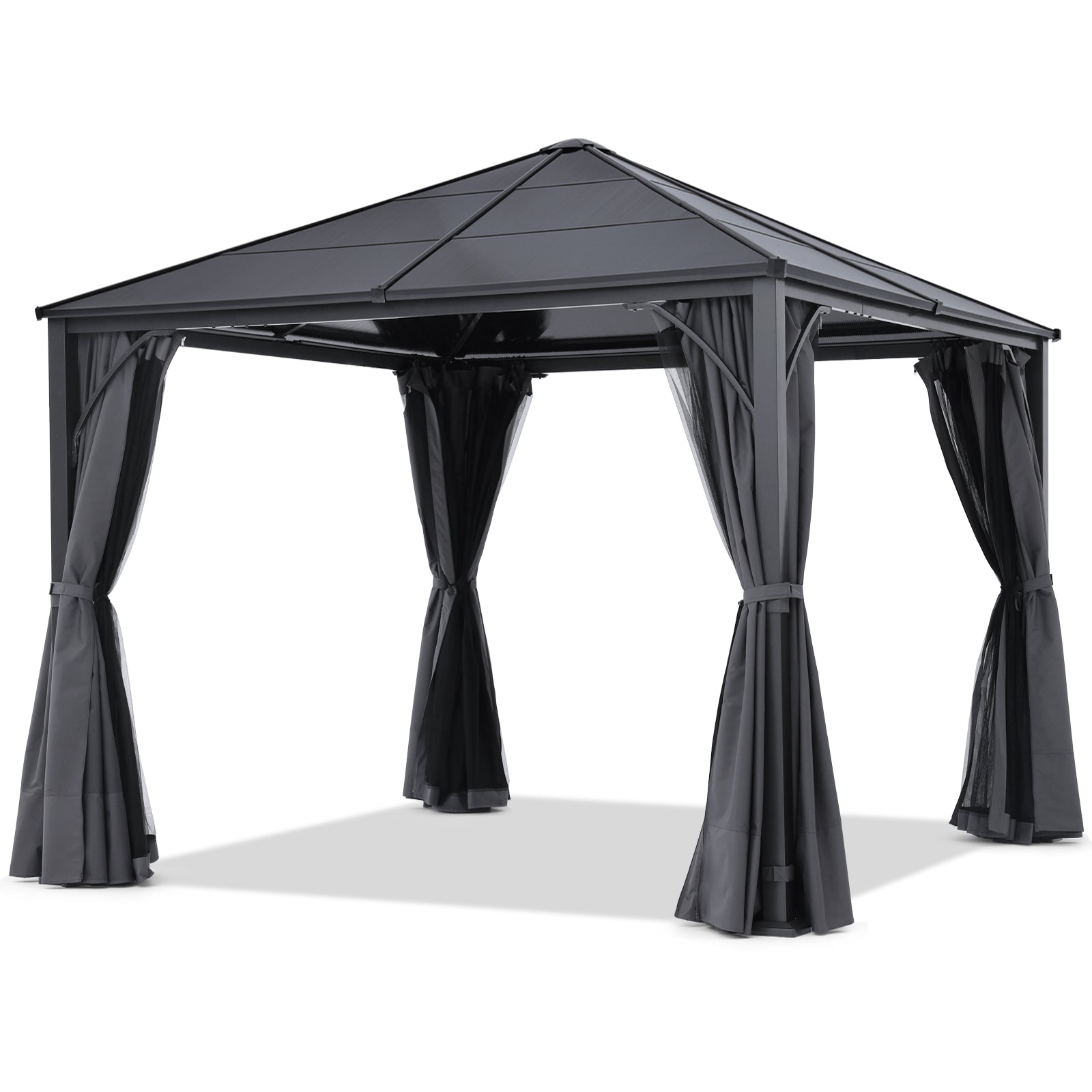 ABCCANOPY Outdoor Hardtop Metal Permanent Gazebo with Curtain and Netting