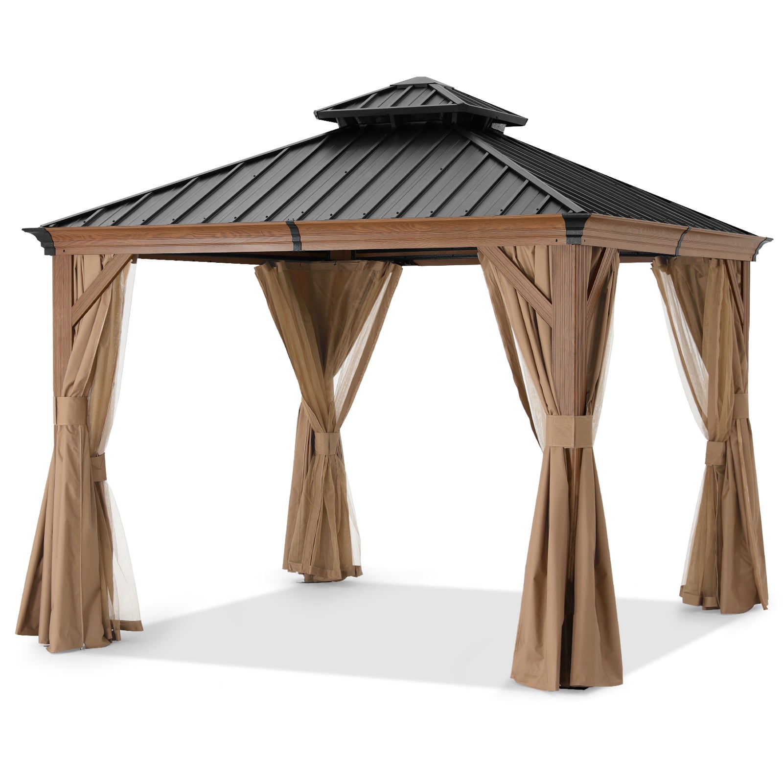 ABCCANOPY Hardtop Gazebo - Outdoor permanent double top gazebo and Netting