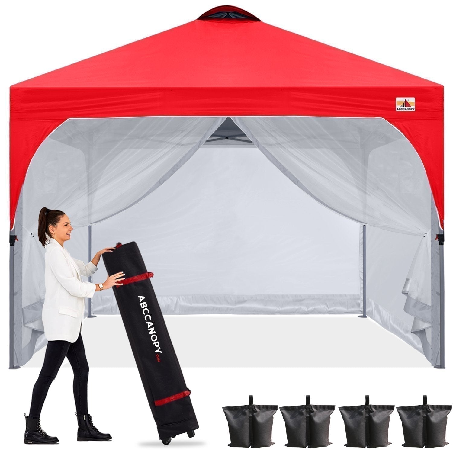 ABCCANOPY 10x10 Compact Pop-up Canopy Tent With Vented Top and Mesh Walls