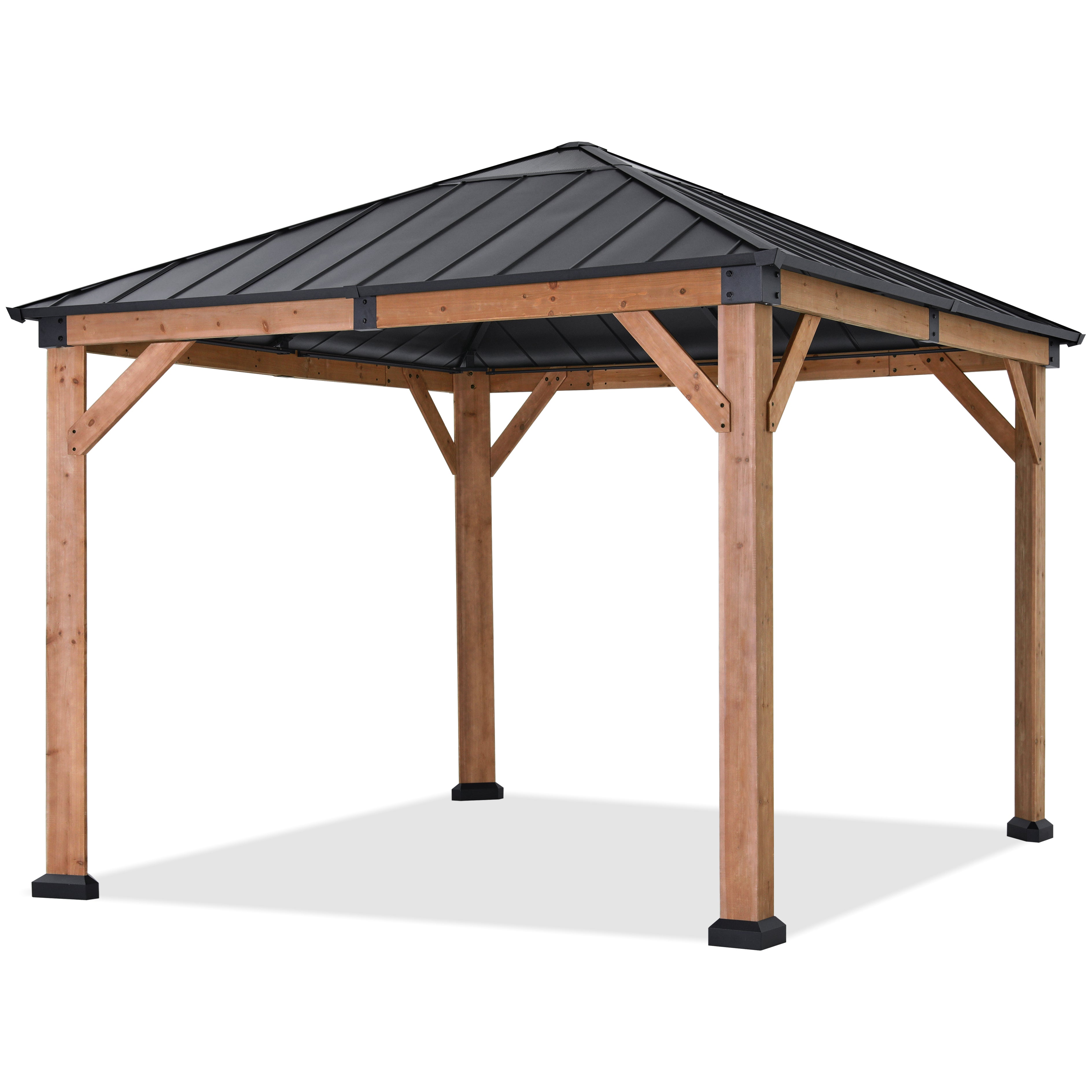 ABCCANOPY Outdoor 11x11/11x13 Wooden Gazebo with Hardtop Metal Roof