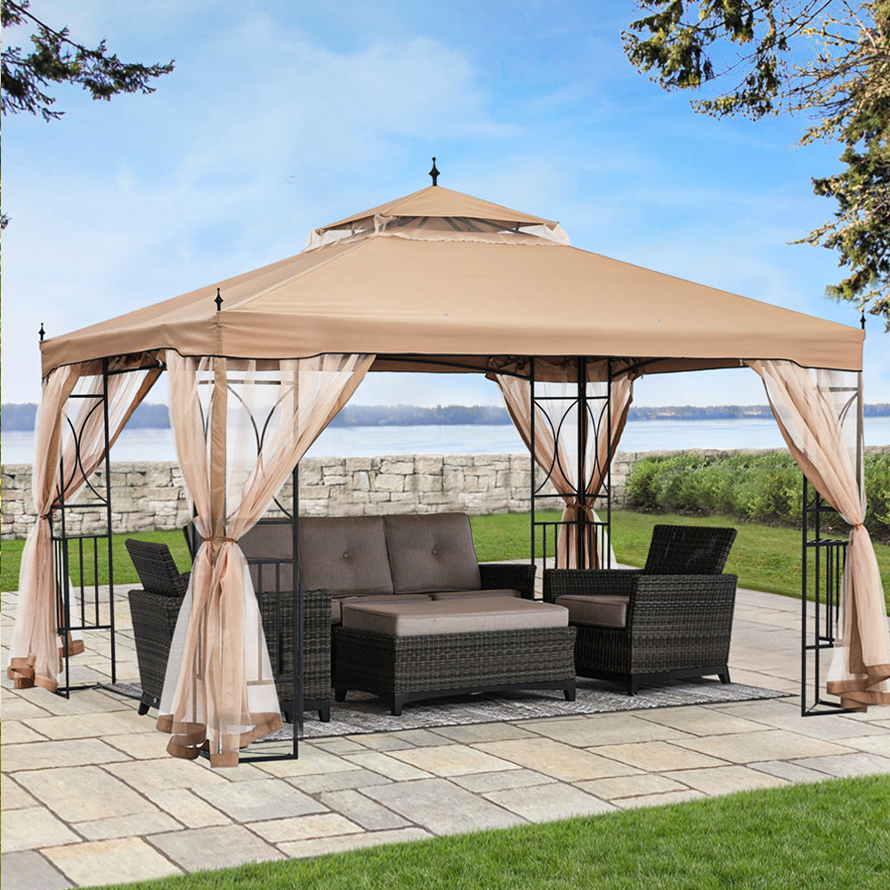 ABCCANOPY 10X10/10X12 Gazebo Canopy with Netting and Corner Frame Screen Wall