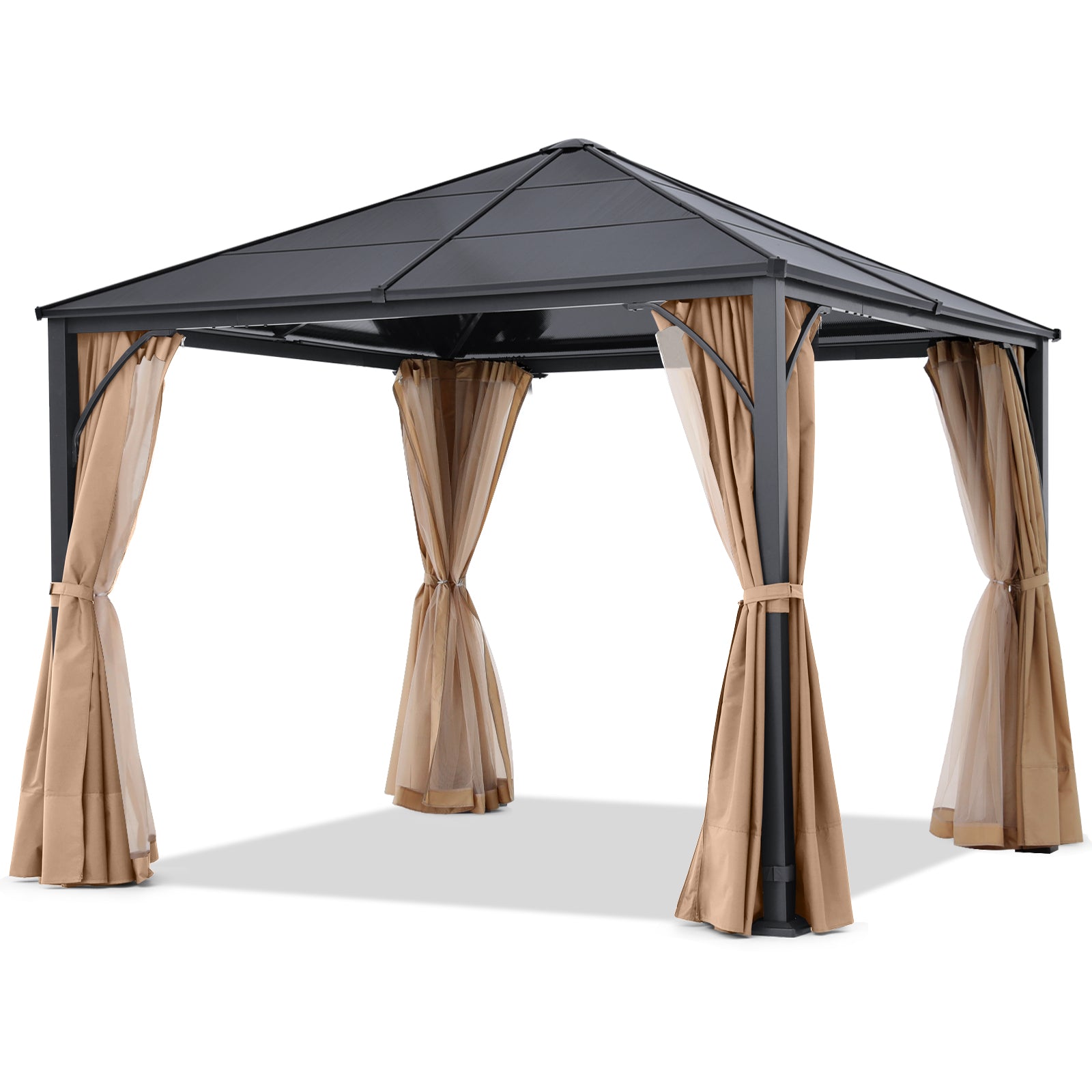 ABCCANOPY Outdoor Hardtop Metal Permanent Gazebo with Curtain and Netting