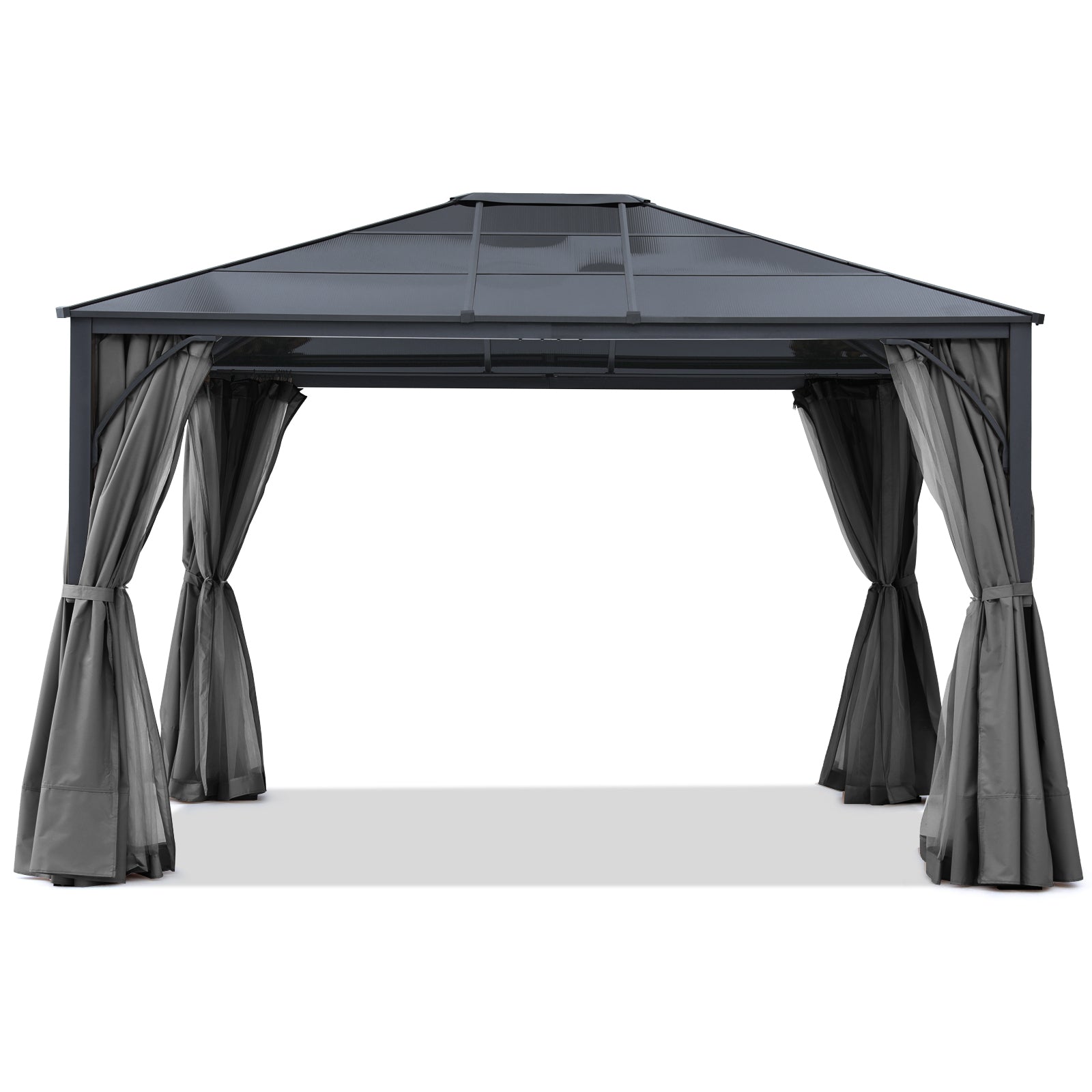 ABCCANOPY Outdoor Hardtop Metal Permanent Gazebo with Curtain and Netting