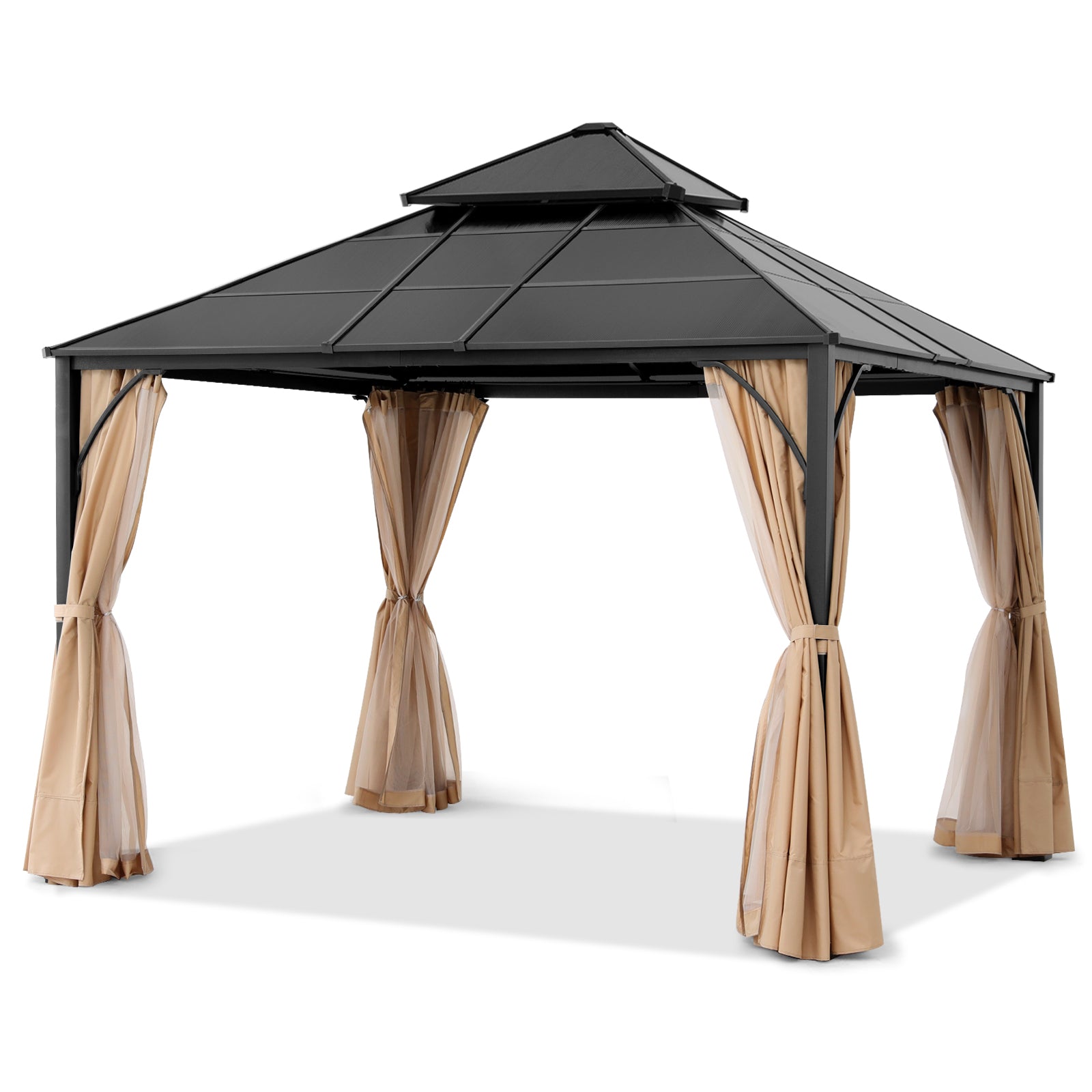 ABCCANOPY Outdoor Hardtop Metal Permanent Gazebo with Curtain and Netting