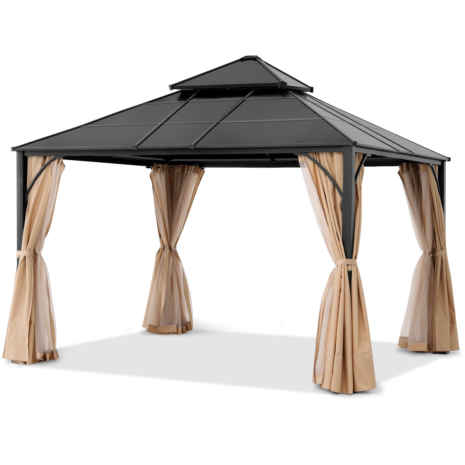 ABCCANOPY Outdoor Hardtop Metal Permanent Gazebo with Curtain and Netting