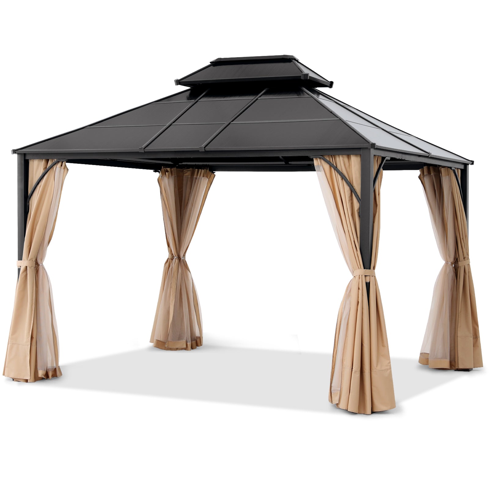 ABCCANOPY Outdoor Hardtop Metal Permanent Gazebo with Curtain and Netting