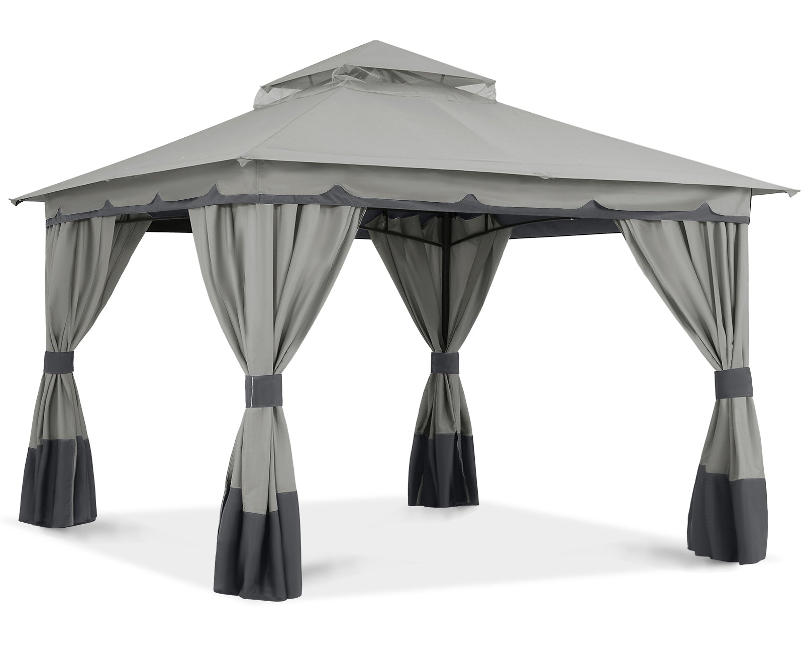 ABCCANOPY Outdoor Double Roof Patio 8x8/10x10/10x12 Gazebo with Shade Curtains