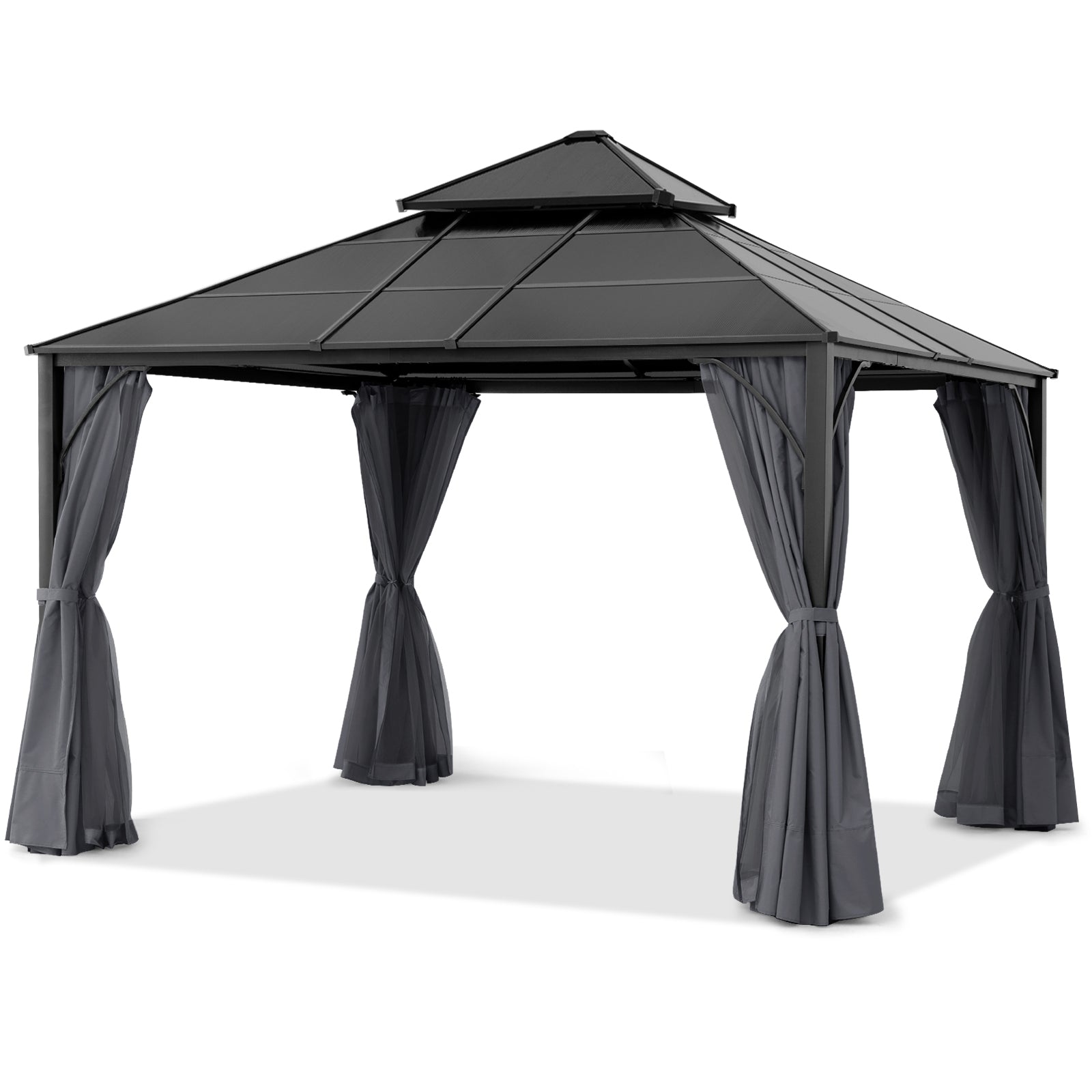 ABCCANOPY Outdoor Hardtop Metal Permanent Gazebo with Curtain and Netting