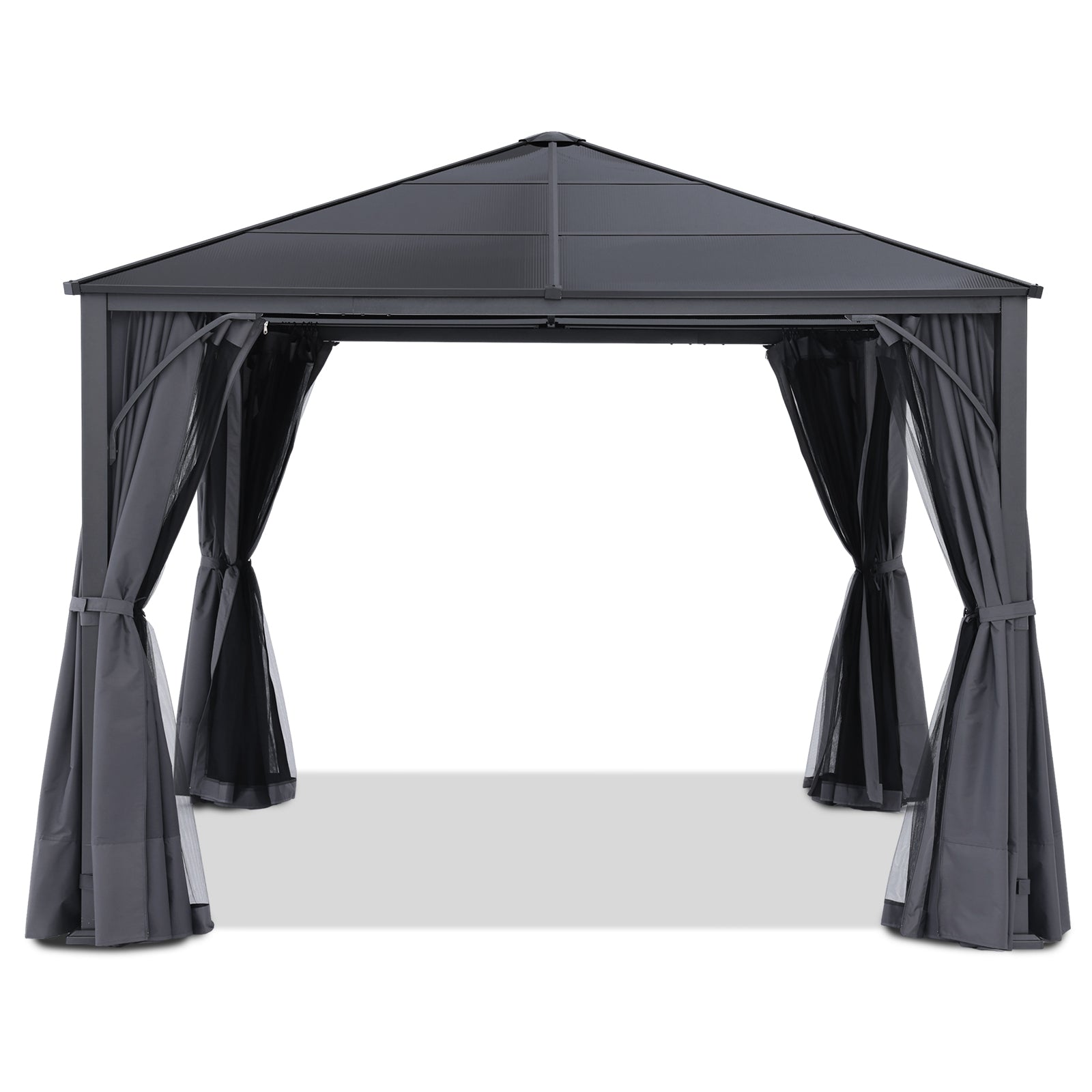 ABCCANOPY Outdoor Hardtop Metal Permanent Gazebo with Curtain and Netting