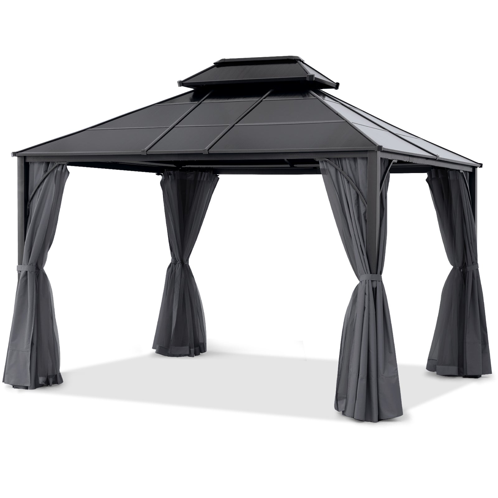 ABCCANOPY Outdoor Hardtop Metal Permanent Gazebo with Curtain and Netting