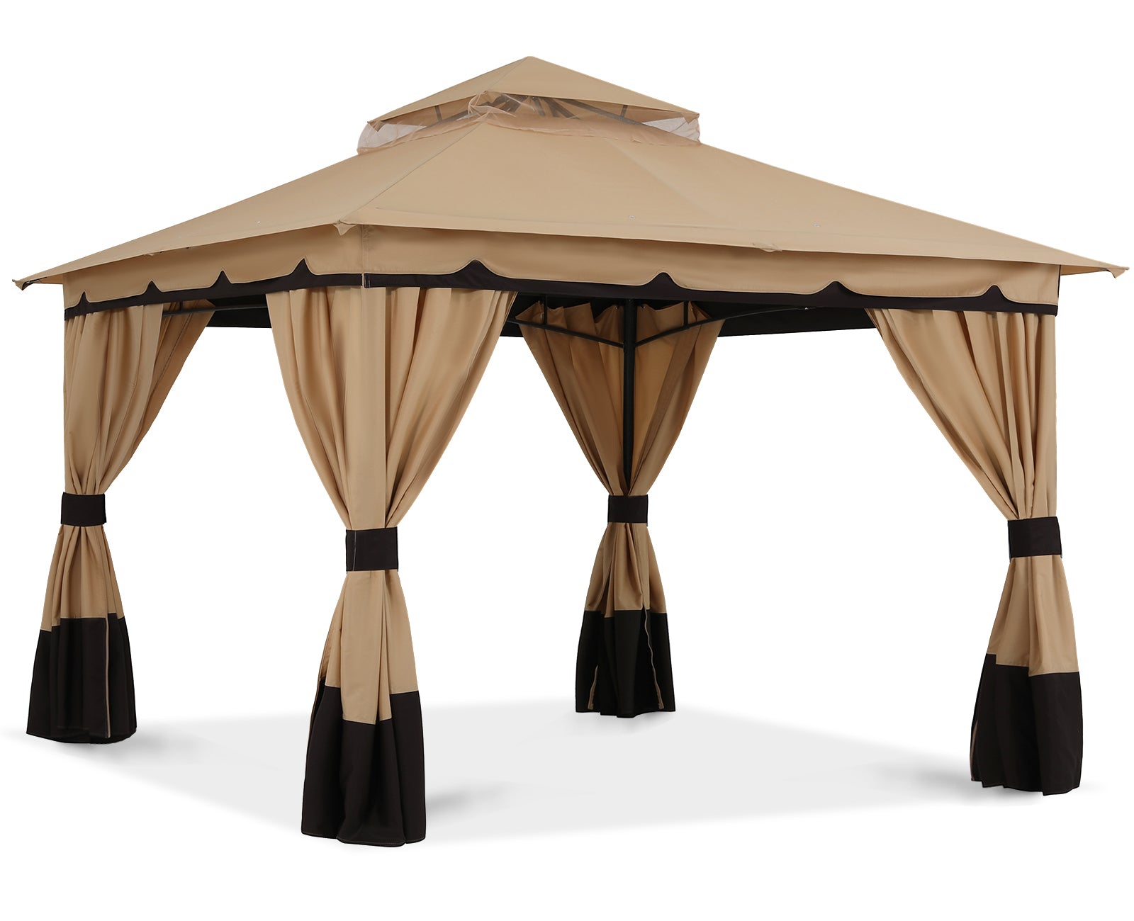 ABCCANOPY Outdoor Double Roof Patio 8x8/10x10/10x12 Gazebo with Shade Curtains