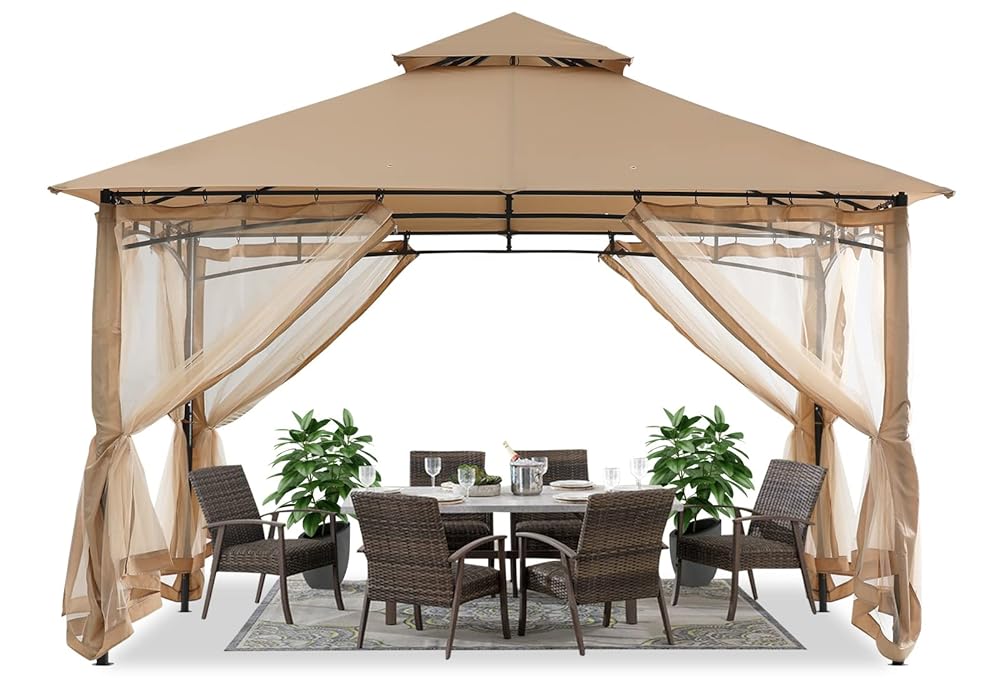 ABCCANOPY Outdoor Sturdy Patio Gazebo 9x9/11x11/10x12 With Mosquito Netting