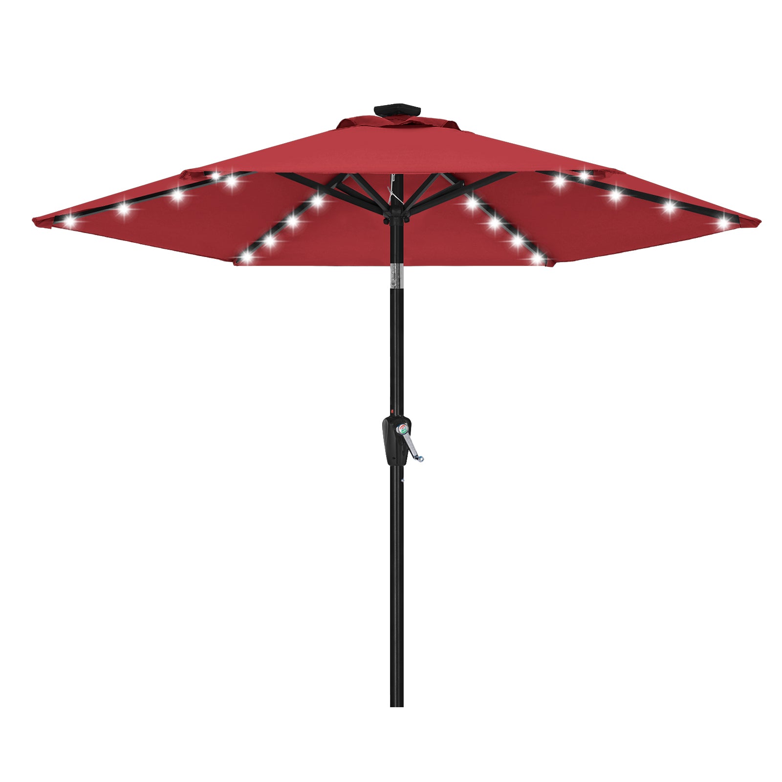 ABCCANOPY Outdoor Solar Patio Umbrella 7.5FT with 32 LED Lights 6 Ribs