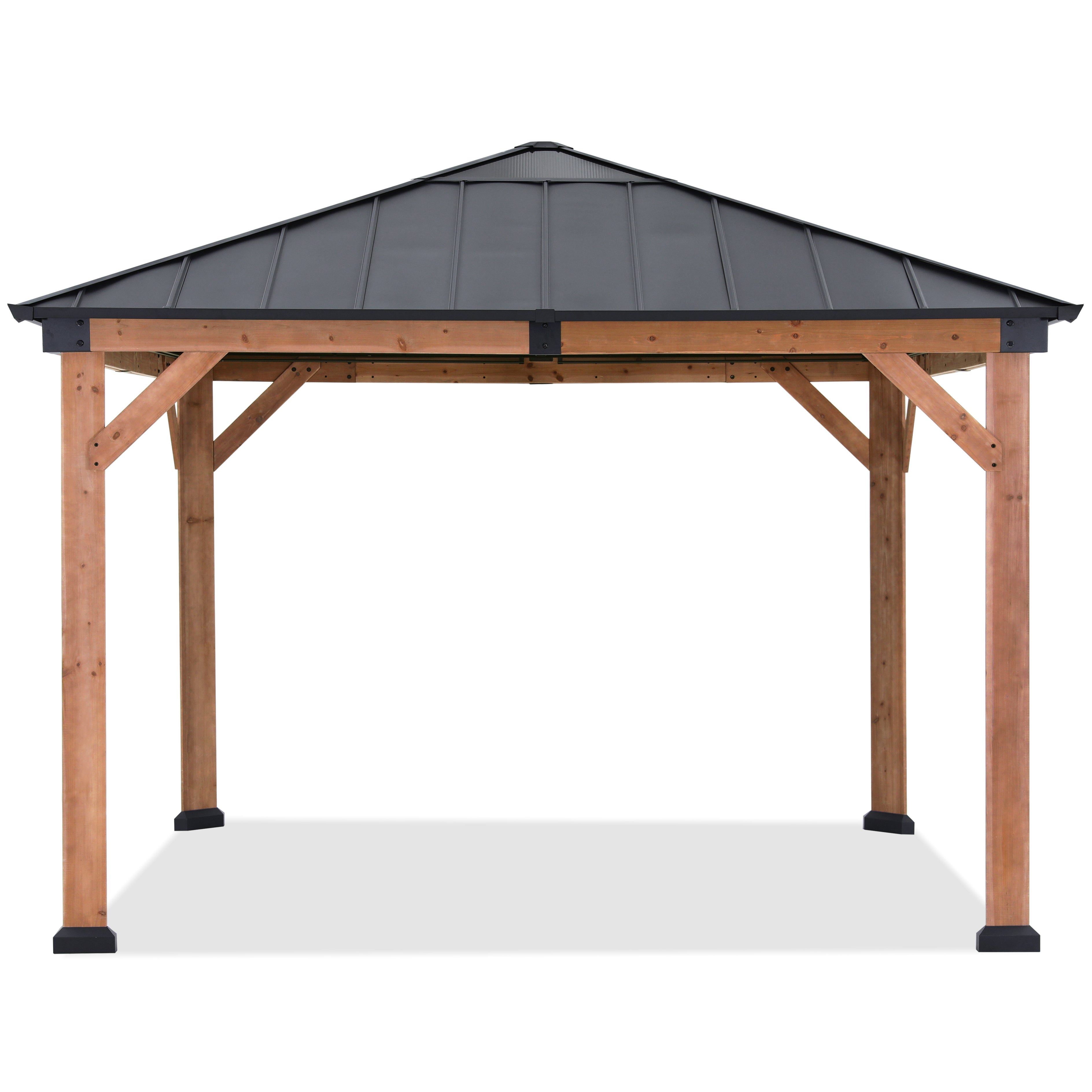 ABCCANOPY Outdoor 11x11/11x13 Wooden Gazebo with Hardtop Metal Roof