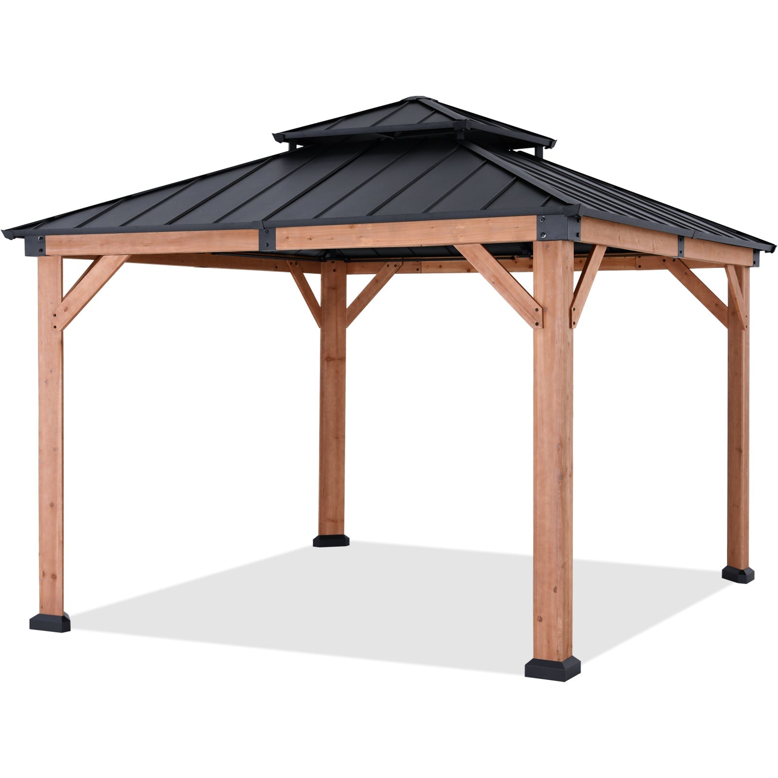 ABCCANOPY Outdoor 11x11/11x13 Wooden Gazebo with Hardtop Metal Roof