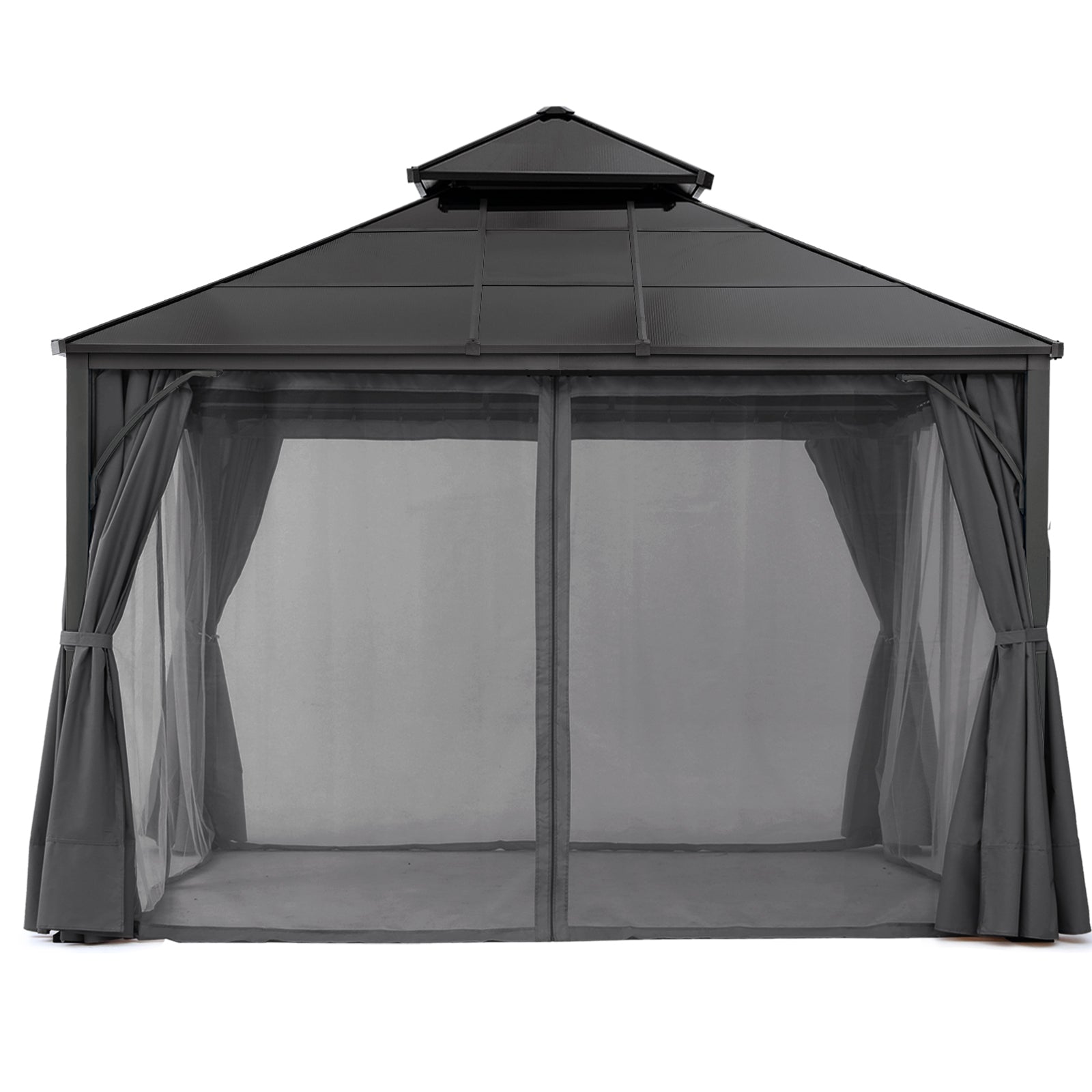 ABCCANOPY Outdoor Hardtop Metal Permanent Gazebo with Curtain and Netting