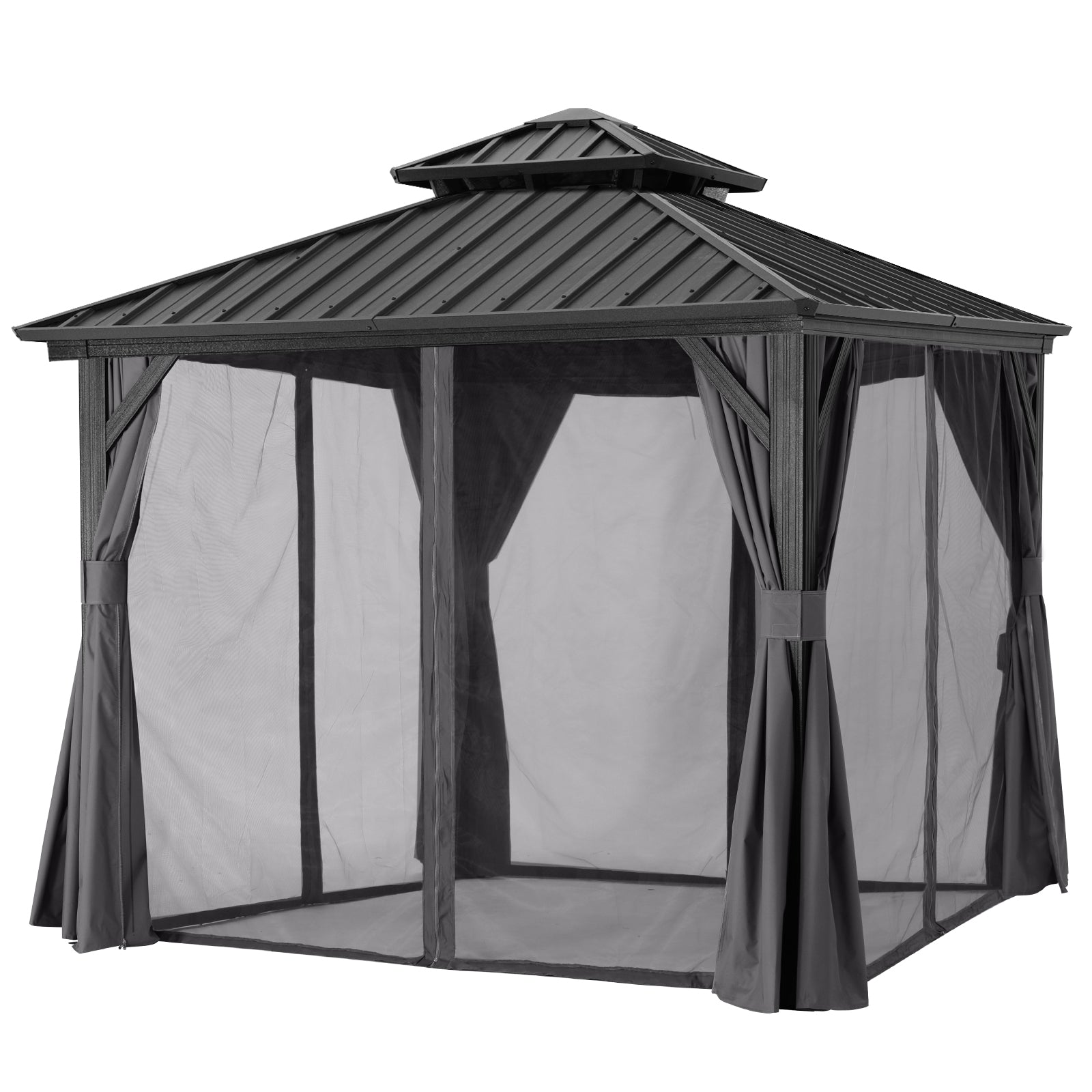 ABCCANOPY Hardtop Gazebo - Outdoor permanent double top gazebo and Netting