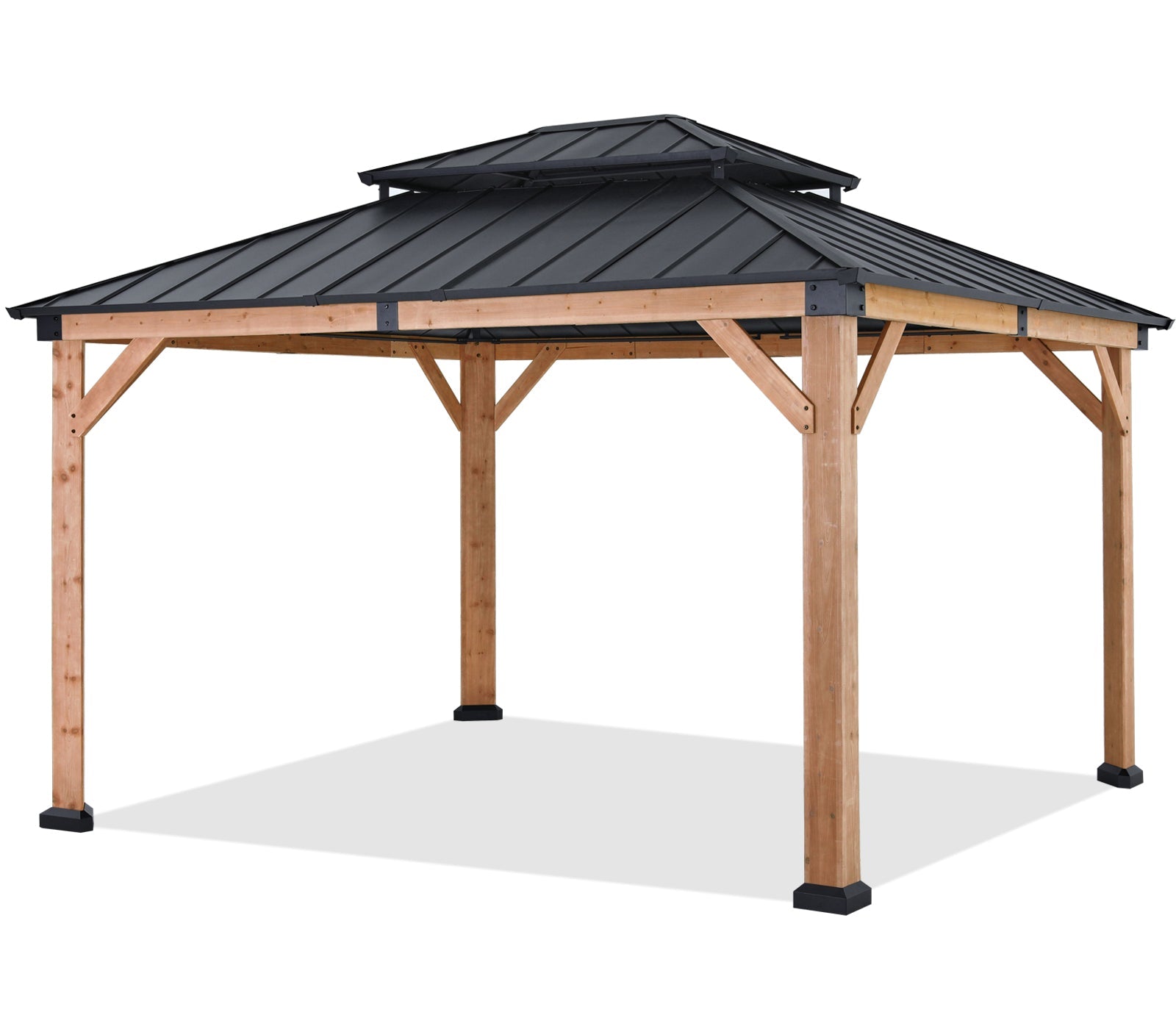 ABCCANOPY Outdoor 11x11/11x13 Wooden Gazebo with Hardtop Metal Roof