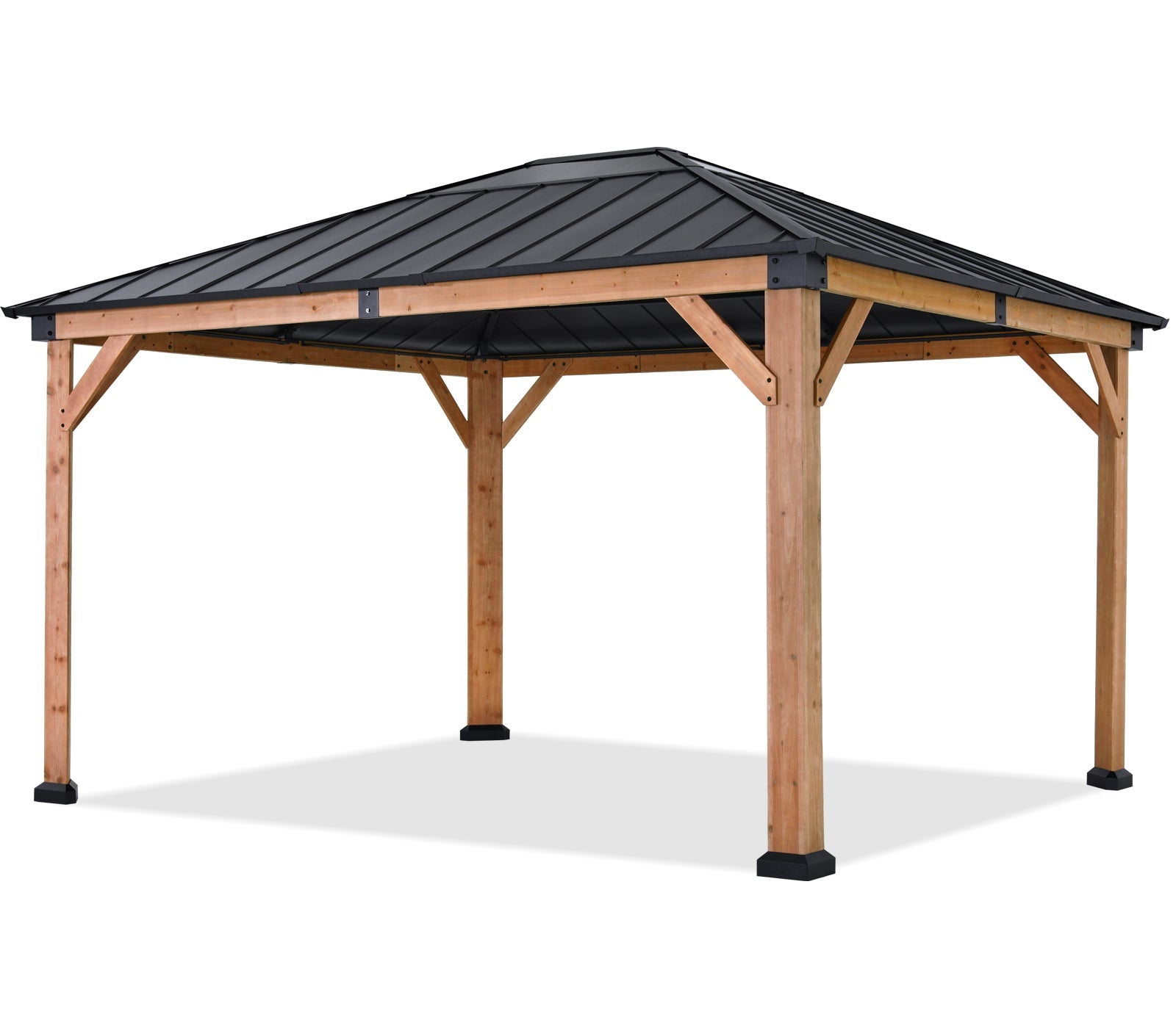 ABCCANOPY Outdoor 11x11/11x13 Wooden Gazebo with Hardtop Metal Roof