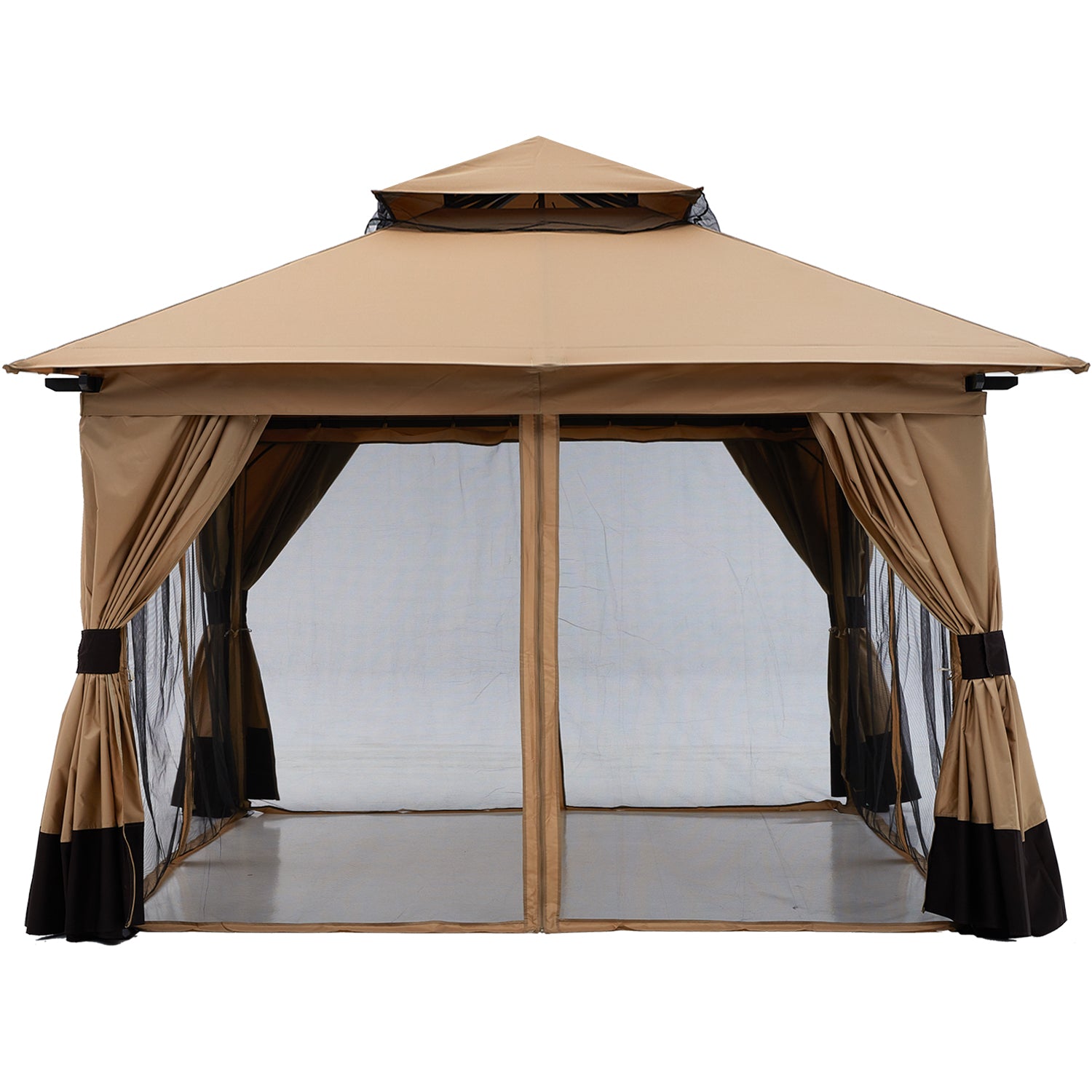 ABCCANOPY Outdoor Double Roof Soft 10x10 Patio Gazebo With Mesh Wall