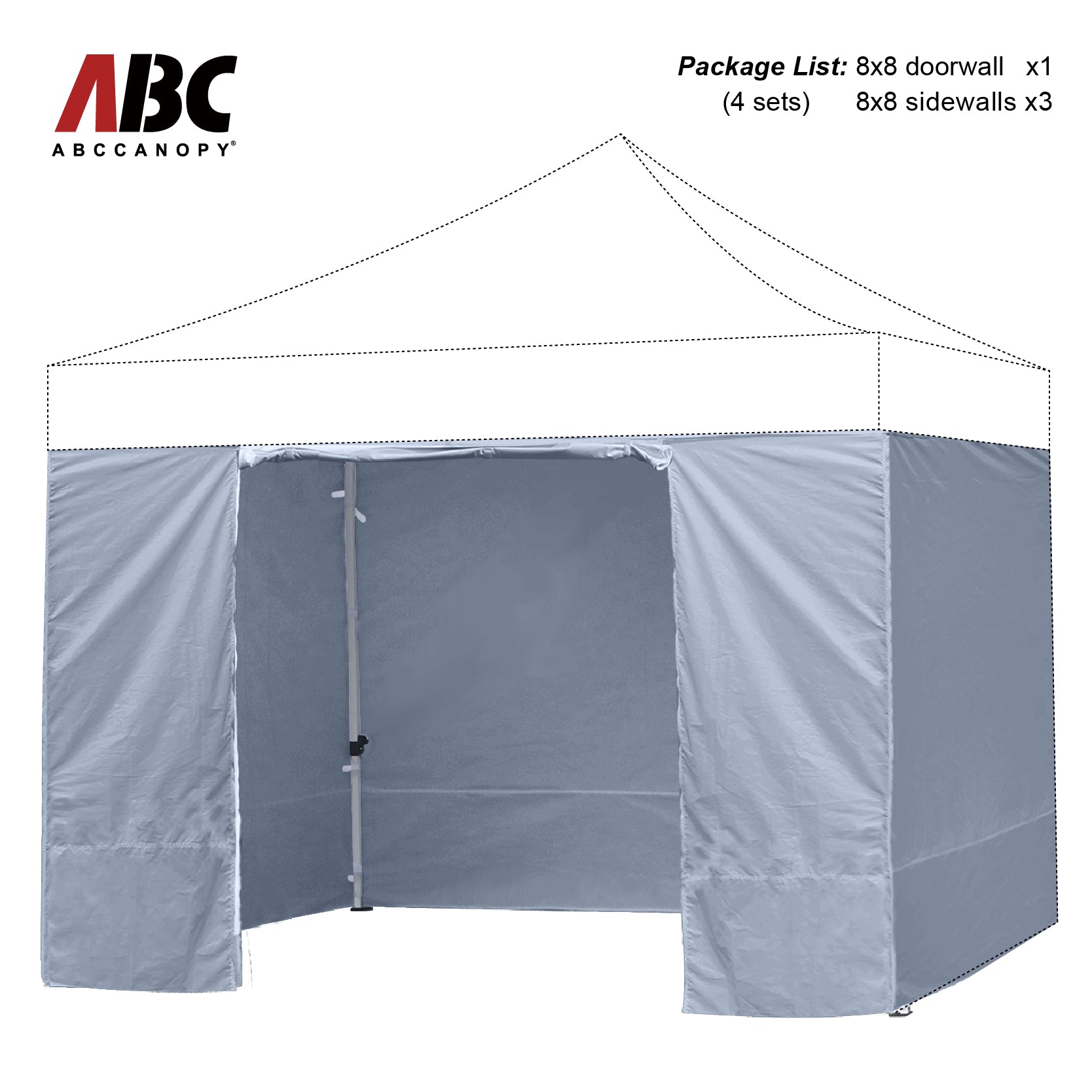 ABCCANOPY Horizontal Velcro Sidewall for 8x8/8x12/8x16 canopy (Overseas)